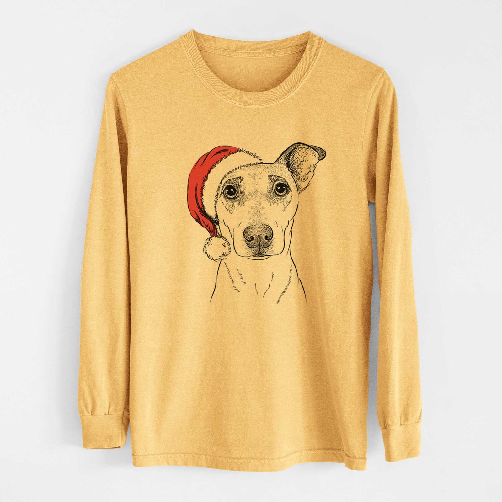 Santa Georgie Rat the Terrier Mix - Heavyweight 100% Cotton Long Sleeve