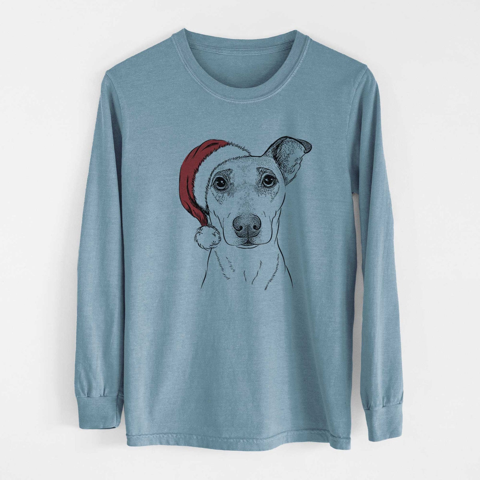 Santa Georgie Rat the Terrier Mix - Heavyweight 100% Cotton Long Sleeve