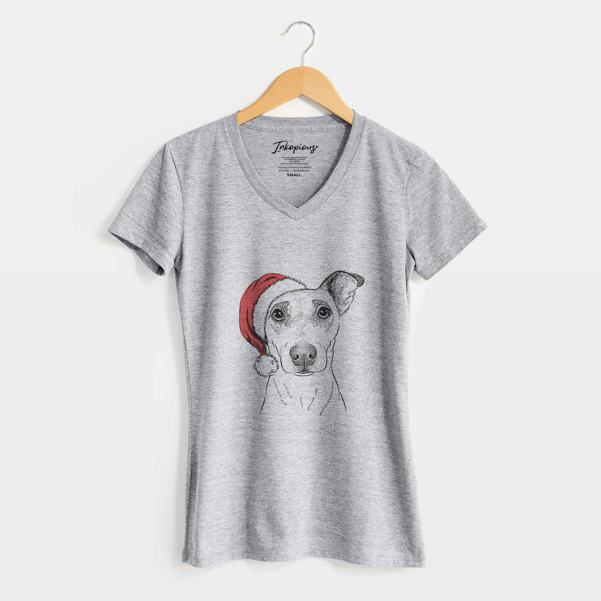 Santa Georgie Rat the Terrier Mix - Women's V-neck Shirt