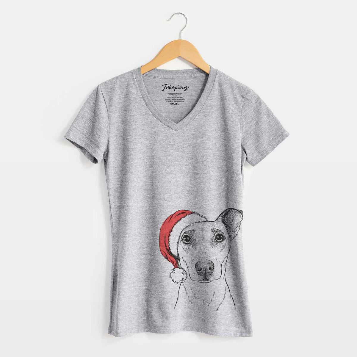 Santa Georgie Rat the Terrier Mix - Women's V-neck Shirt
