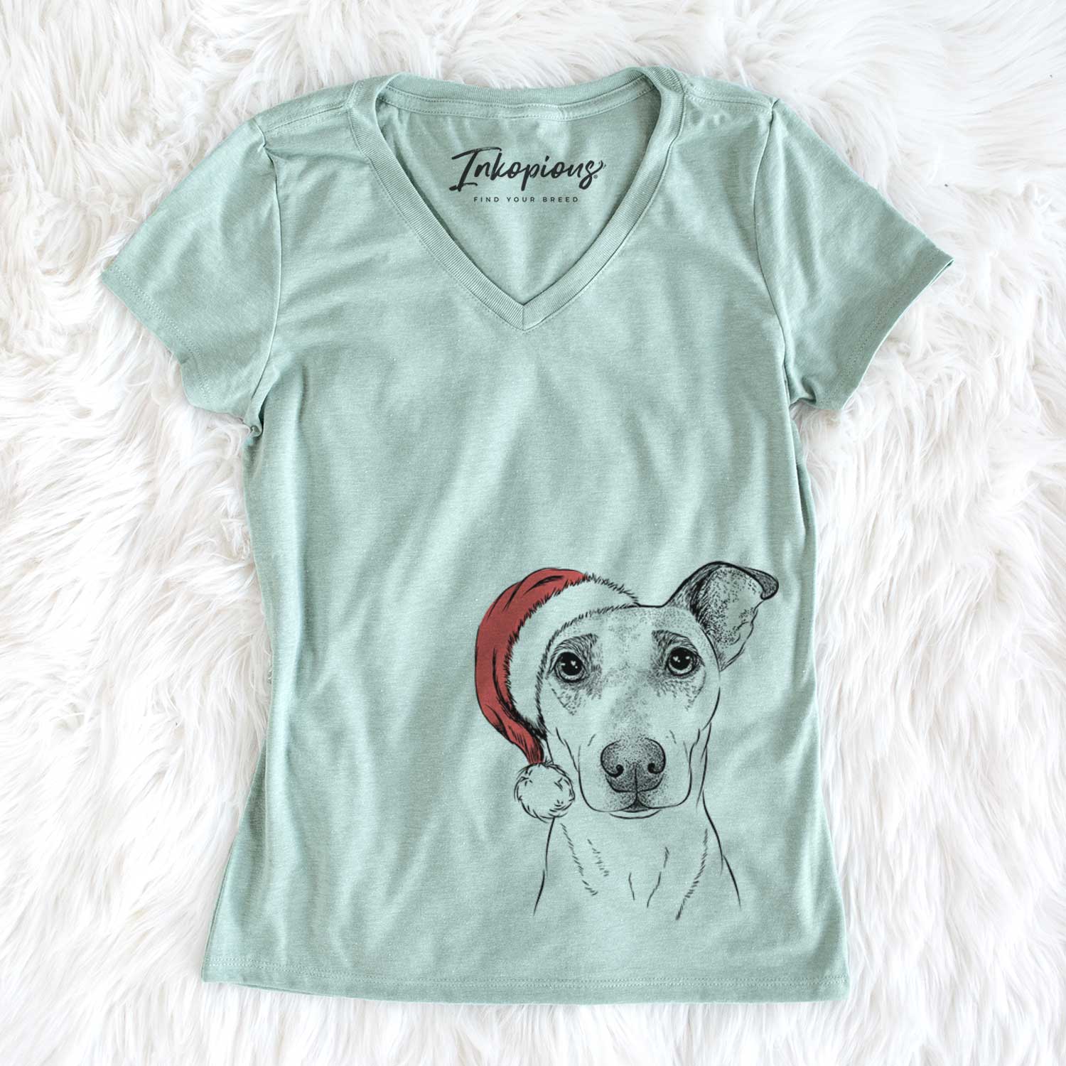 Santa Georgie Rat the Terrier Mix - Women's V-neck Shirt