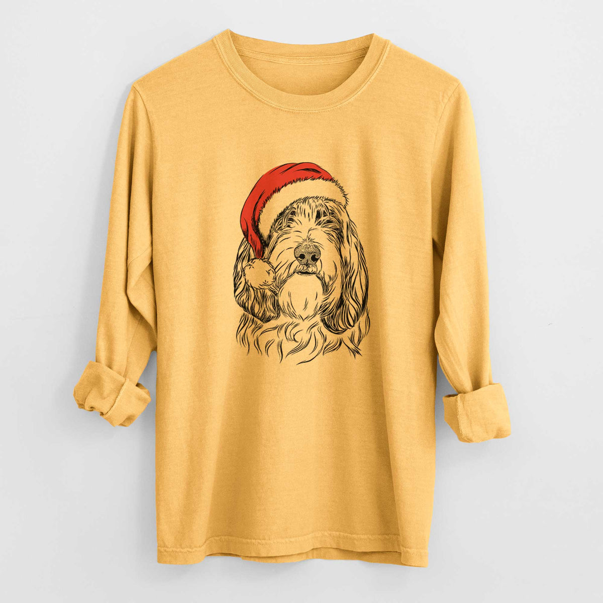 Santa Gerard the Petit Basset Griffon Vendeen - Heavyweight 100% Cotton Long Sleeve