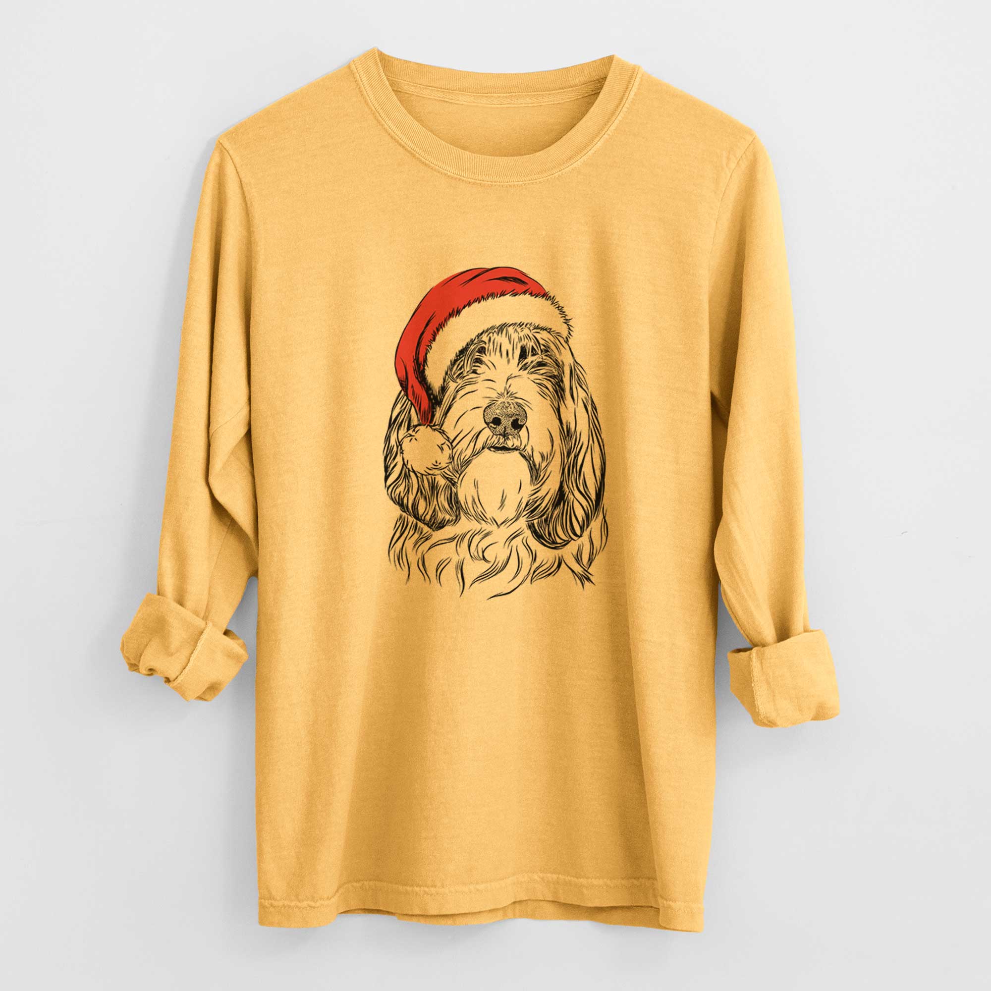 Santa Gerard the Petit Basset Griffon Vendeen - Heavyweight 100% Cotton Long Sleeve