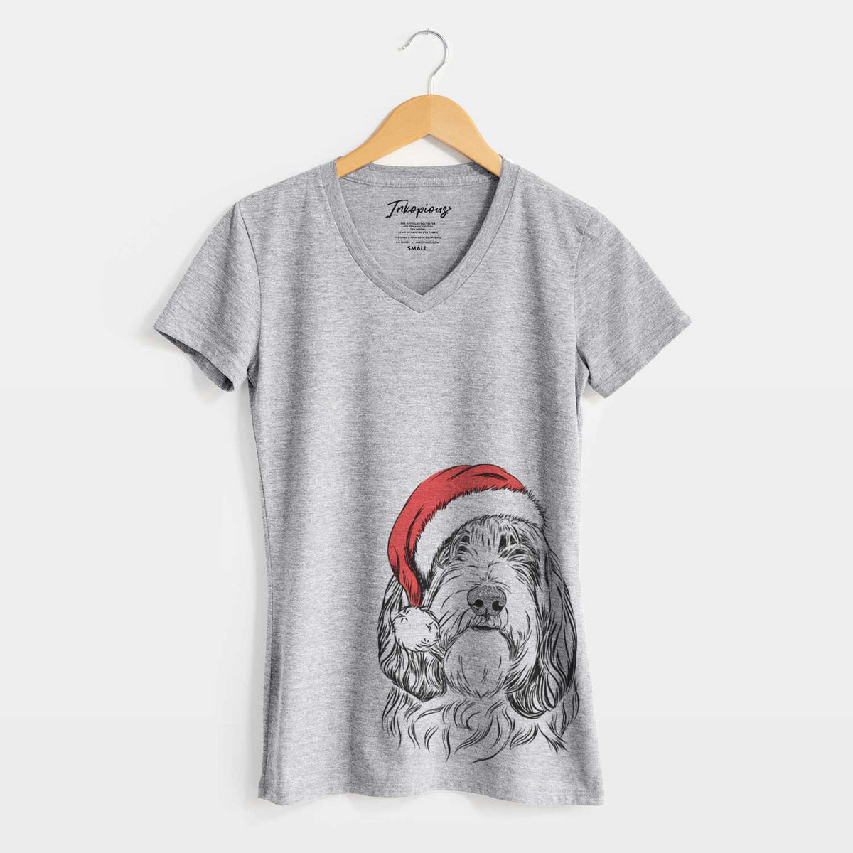 Santa Gerard the Petit Basset Griffon Vendeen - Women's V-neck Shirt