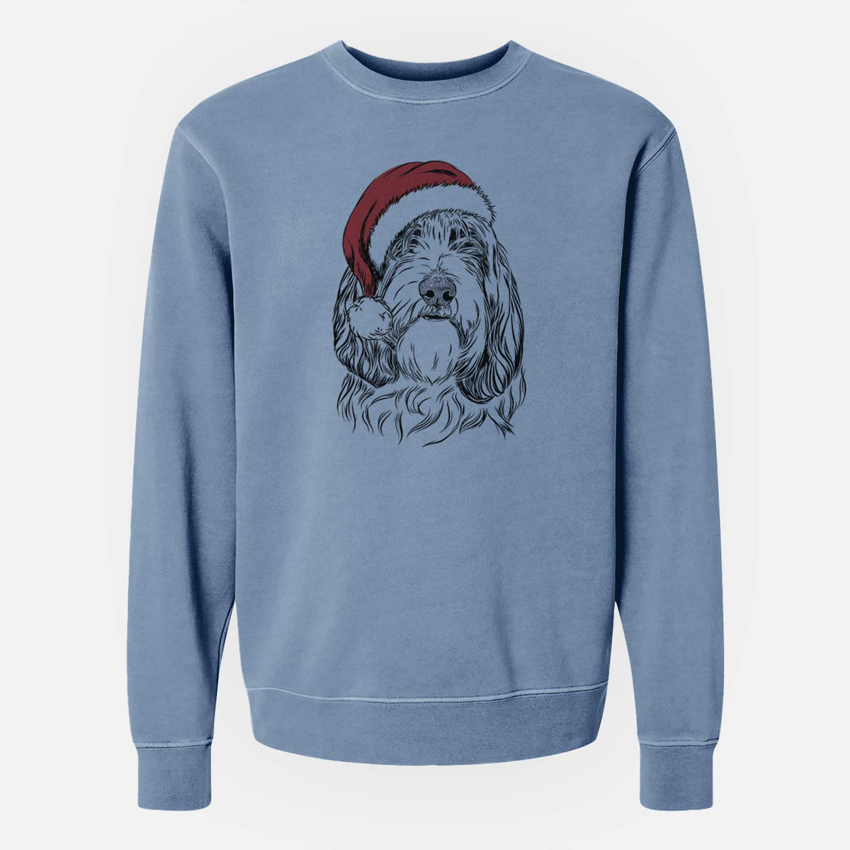 Santa Gerard the Petit Basset Griffon Vendeen - Unisex Pigment Dyed Crew Sweatshirt