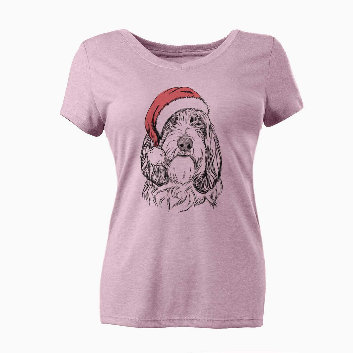 Santa Gerard the Petit Basset Griffon Vendeen - Women's V-neck Shirt