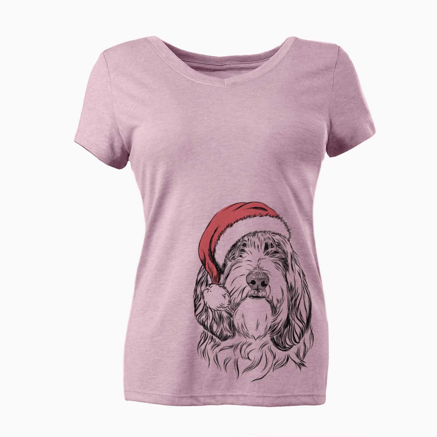 Santa Gerard the Petit Basset Griffon Vendeen - Women's V-neck Shirt