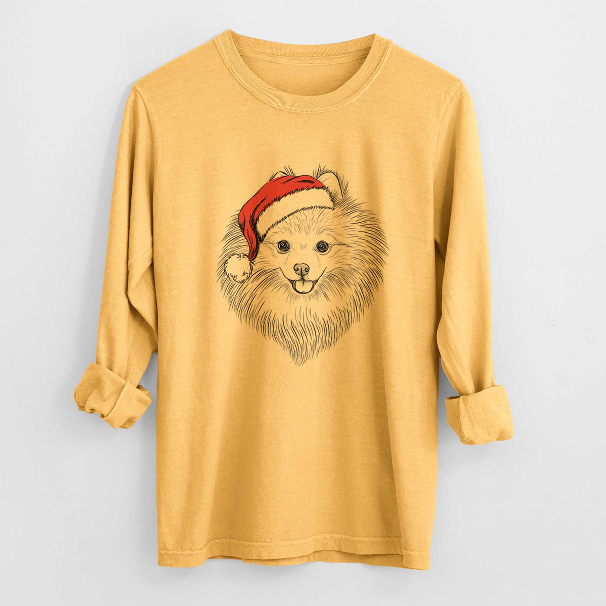 Santa GiGi the Pomeranian - Heavyweight 100% Cotton Long Sleeve