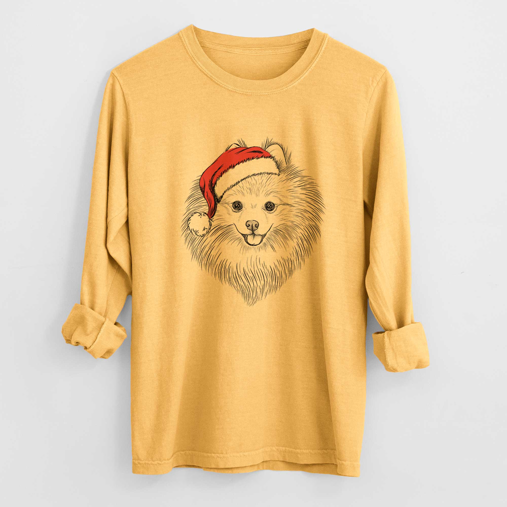 Santa GiGi the Pomeranian - Heavyweight 100% Cotton Long Sleeve