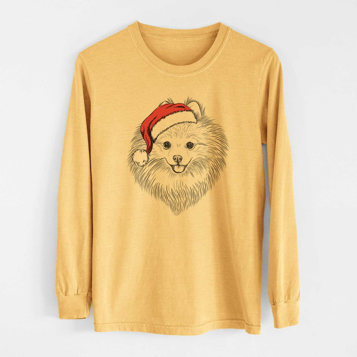 Santa GiGi the Pomeranian - Heavyweight 100% Cotton Long Sleeve
