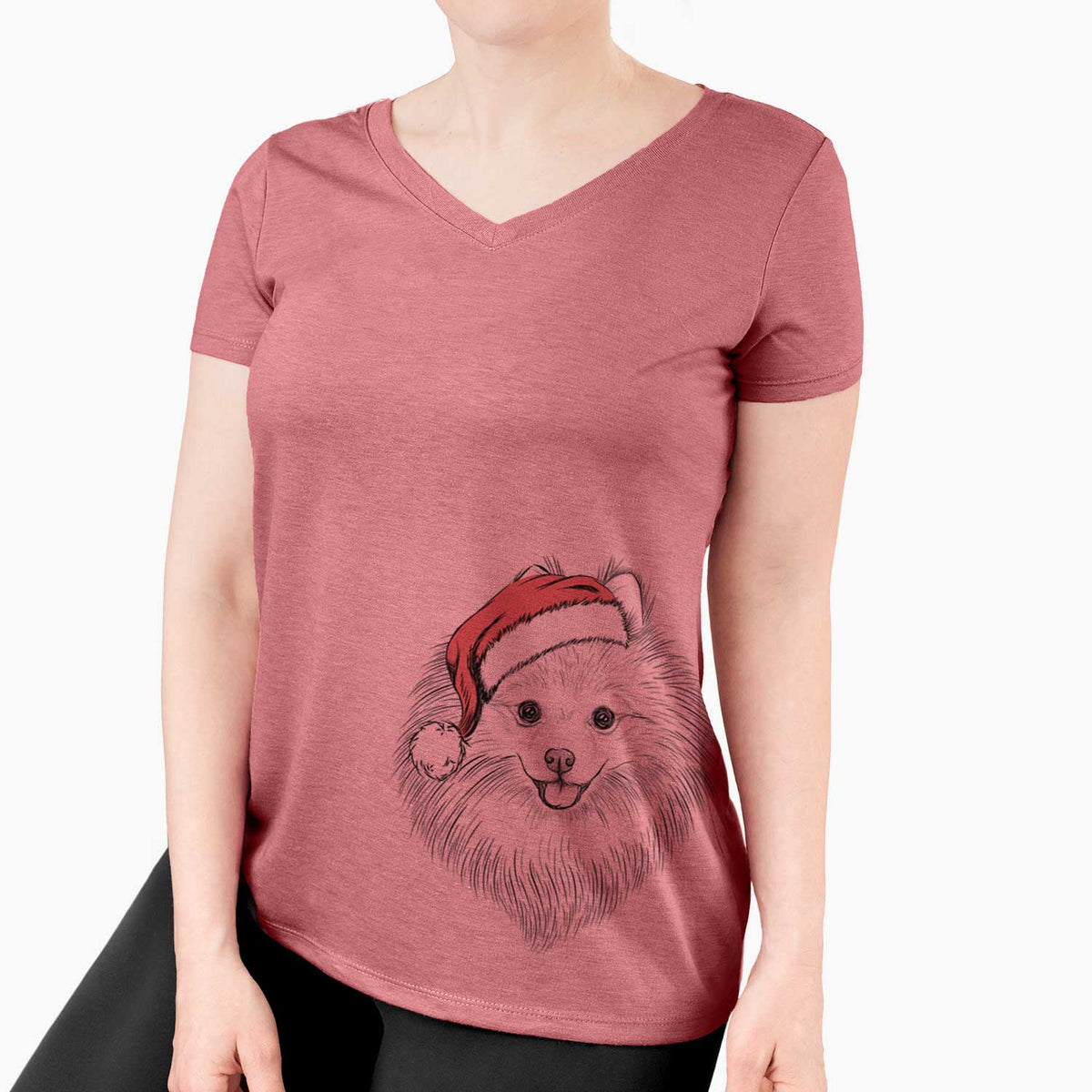 Santa GiGi the Pomeranian - Women's V-neck Shirt
