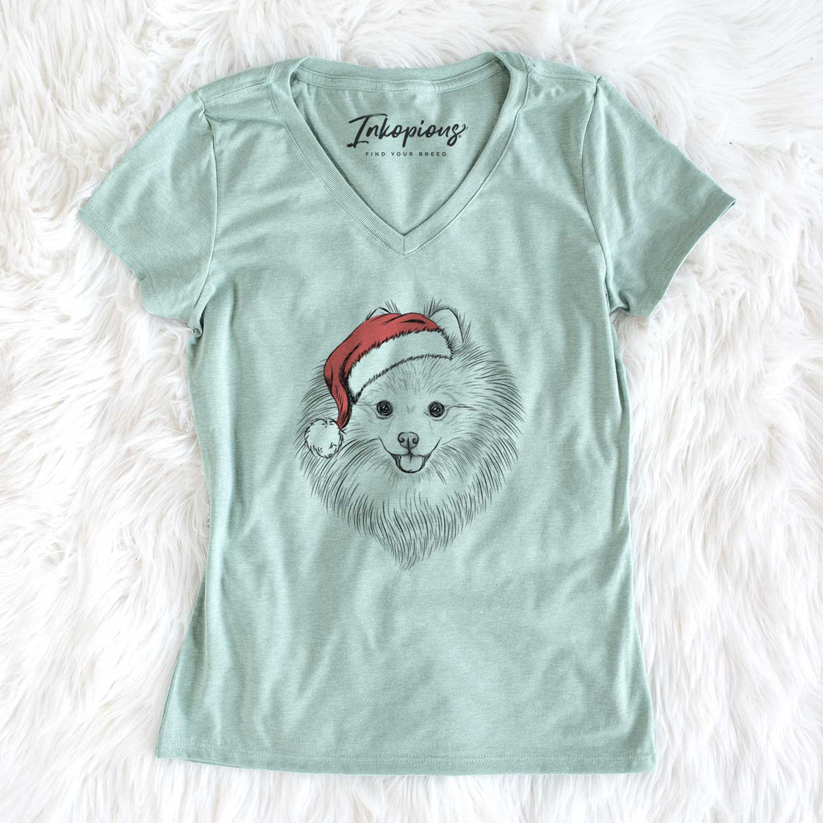 Santa GiGi the Pomeranian - Women's V-neck Shirt