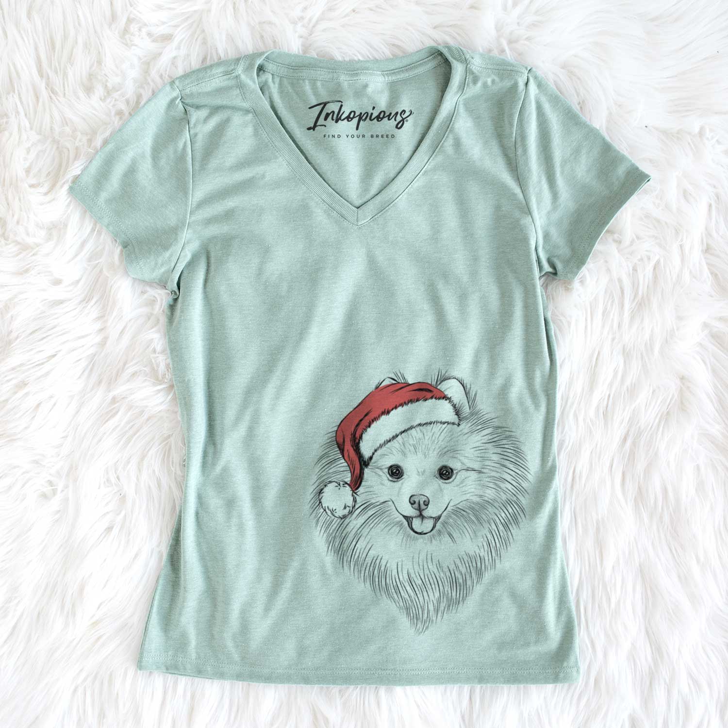 Santa GiGi the Pomeranian - Women's V-neck Shirt
