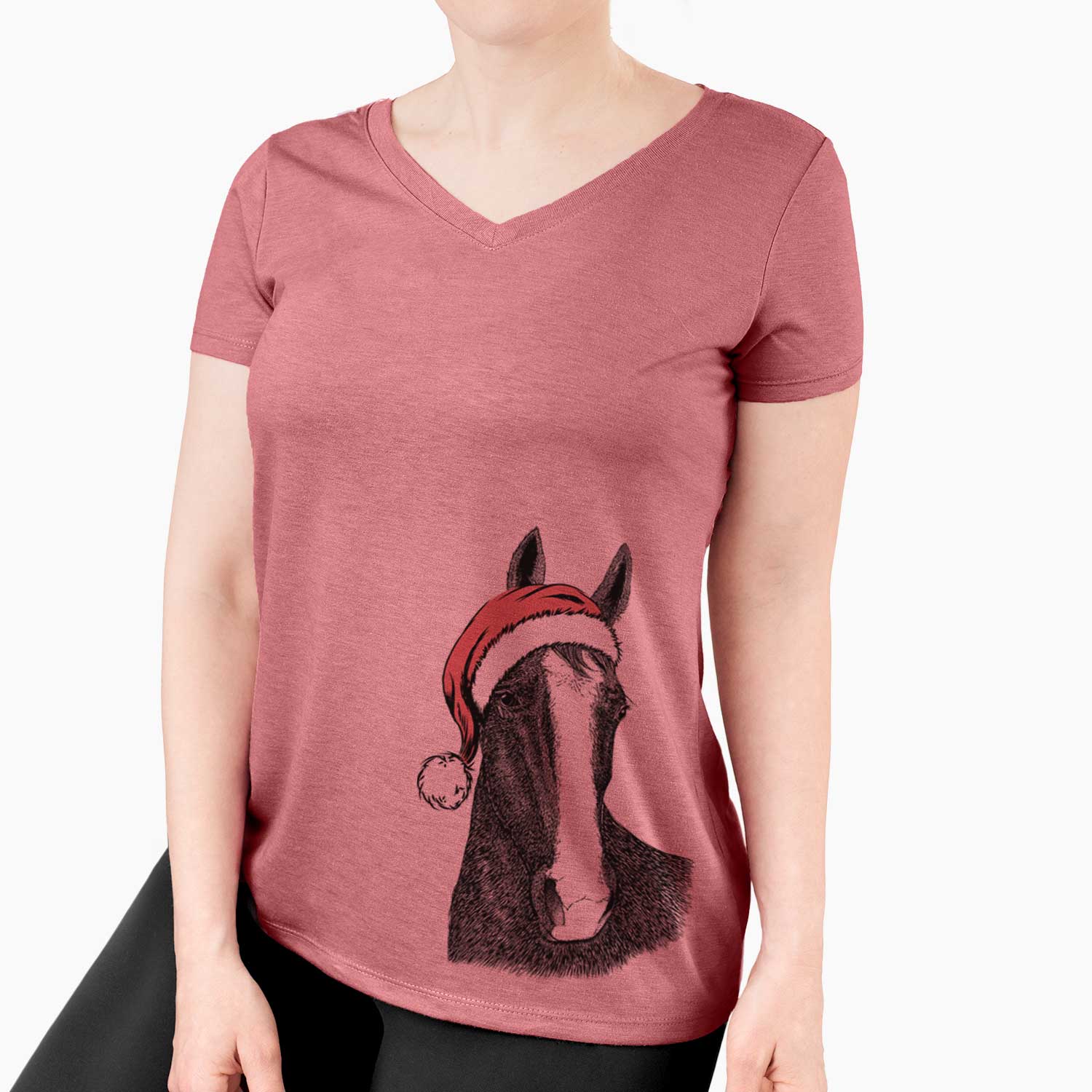 Santa Gibson the Tennessee Walking Horse - Women's V-neck Shirt