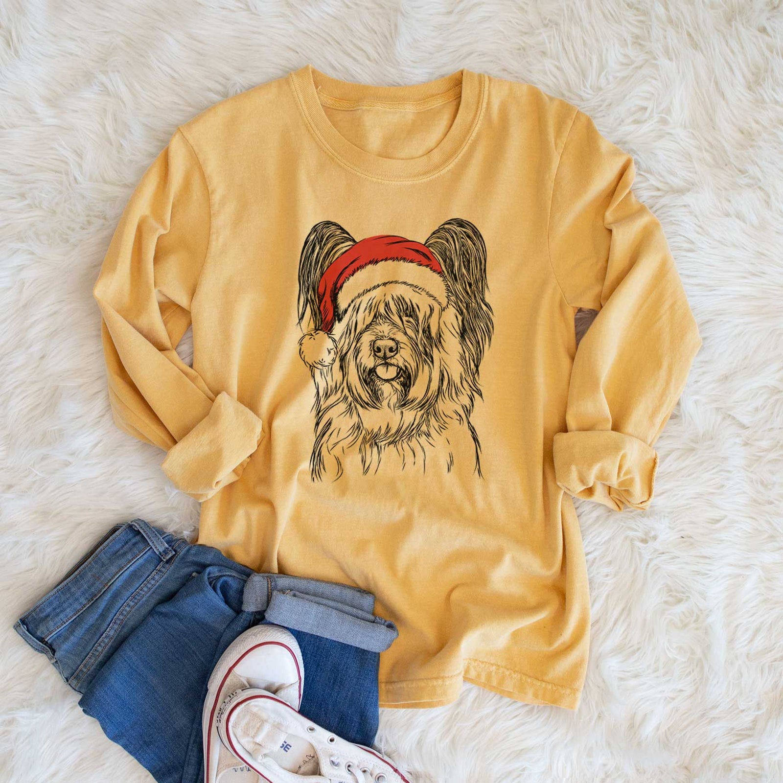 Santa Gideon the Skye Terrier - Heavyweight 100% Cotton Long Sleeve