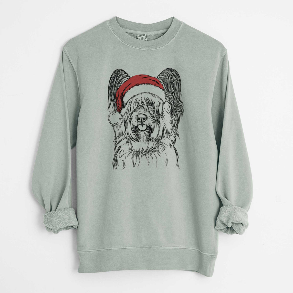 Santa Gideon the Skye Terrier - Unisex Pigment Dyed Crew Sweatshirt