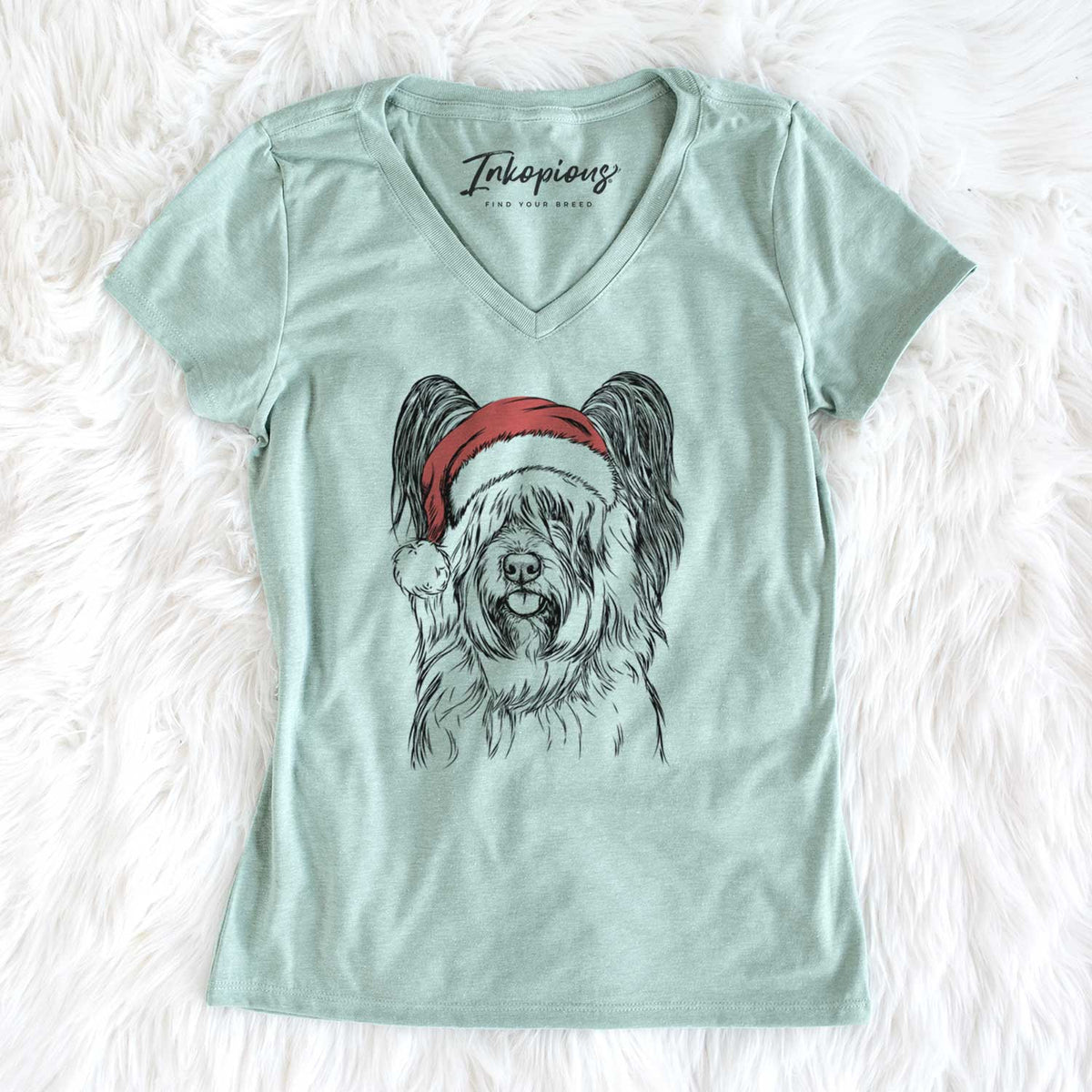 Santa Gideon the Skye Terrier - Women's V-neck Shirt