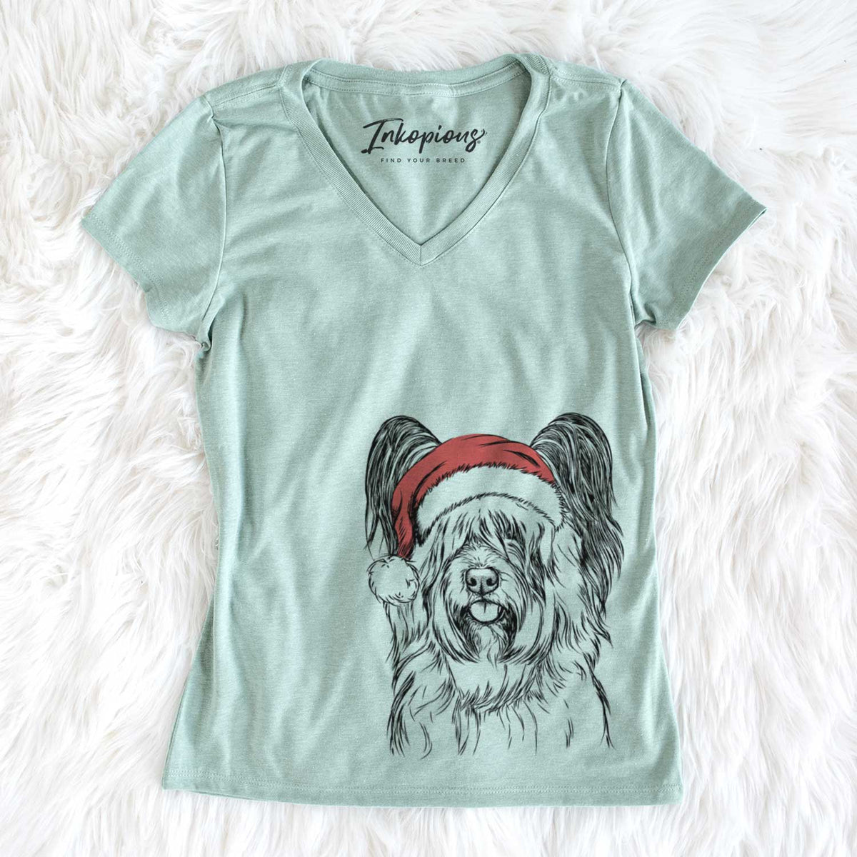 Santa Gideon the Skye Terrier - Women's V-neck Shirt
