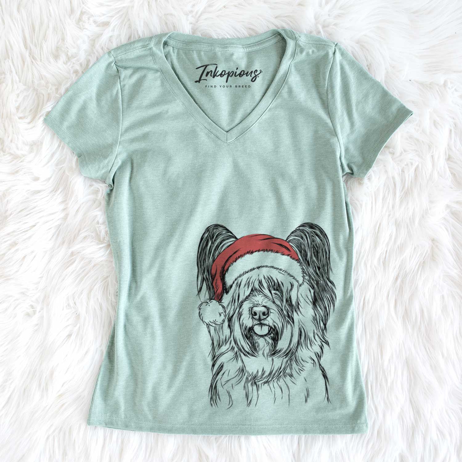 Santa Gideon the Skye Terrier - Women's V-neck Shirt