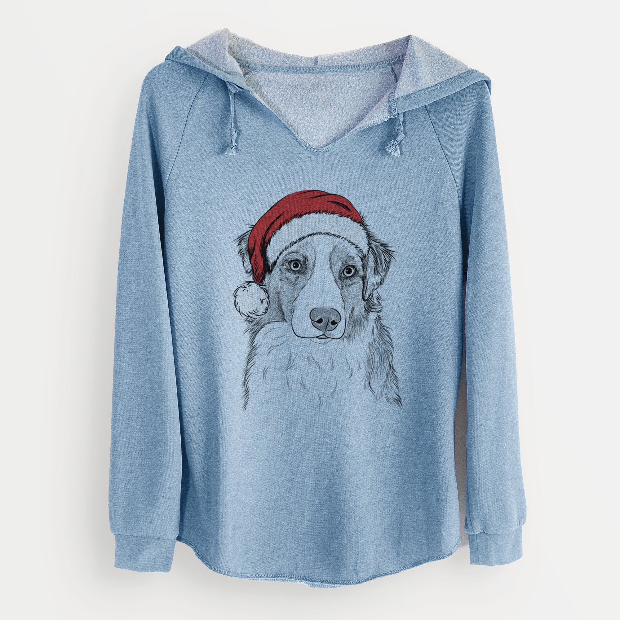 Santa Ginger the Australian Shepherd - Cali Wave Hooded Sweatshirt