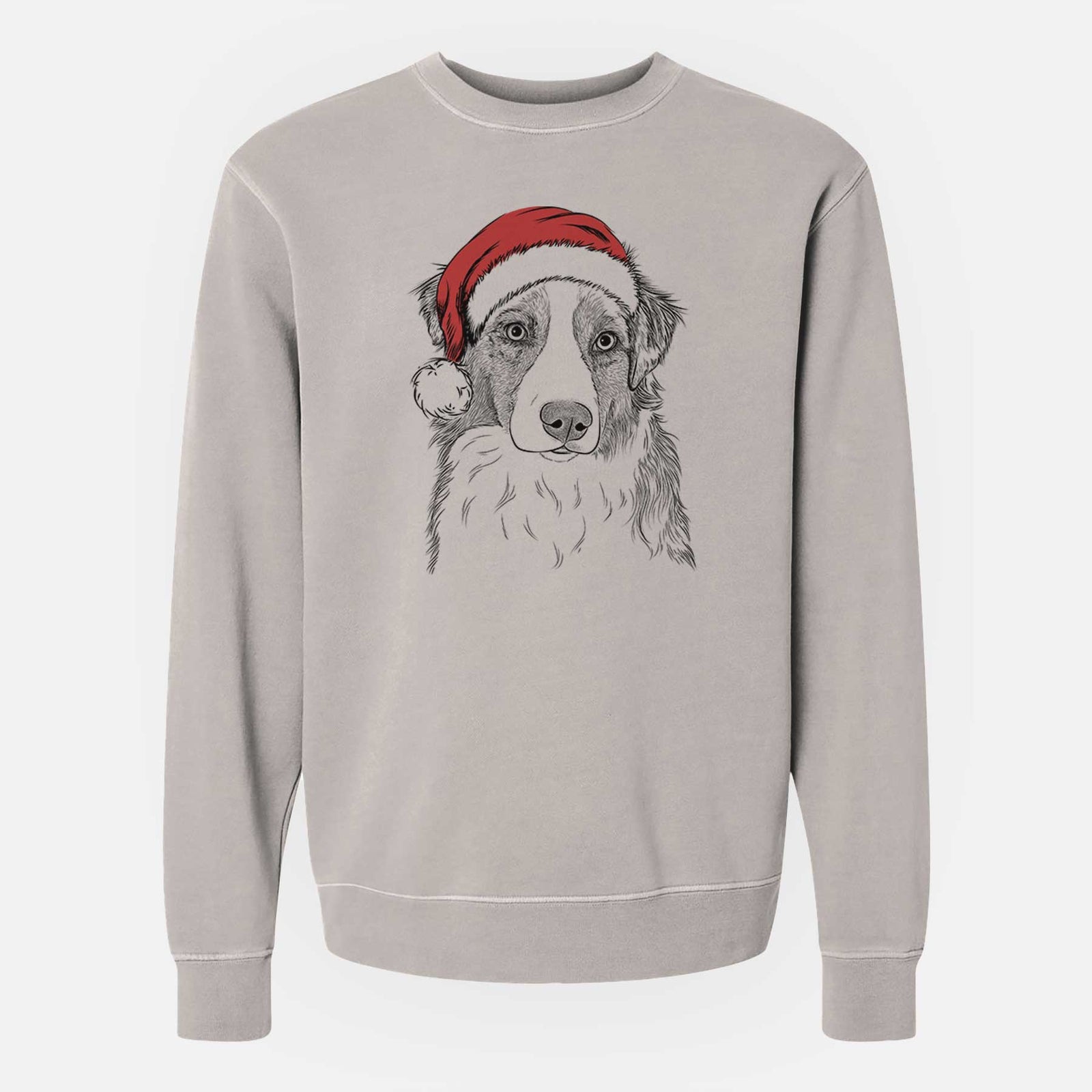 Santa Ginger the Australian Shepherd - Unisex Pigment Dyed Crew Sweatshirt