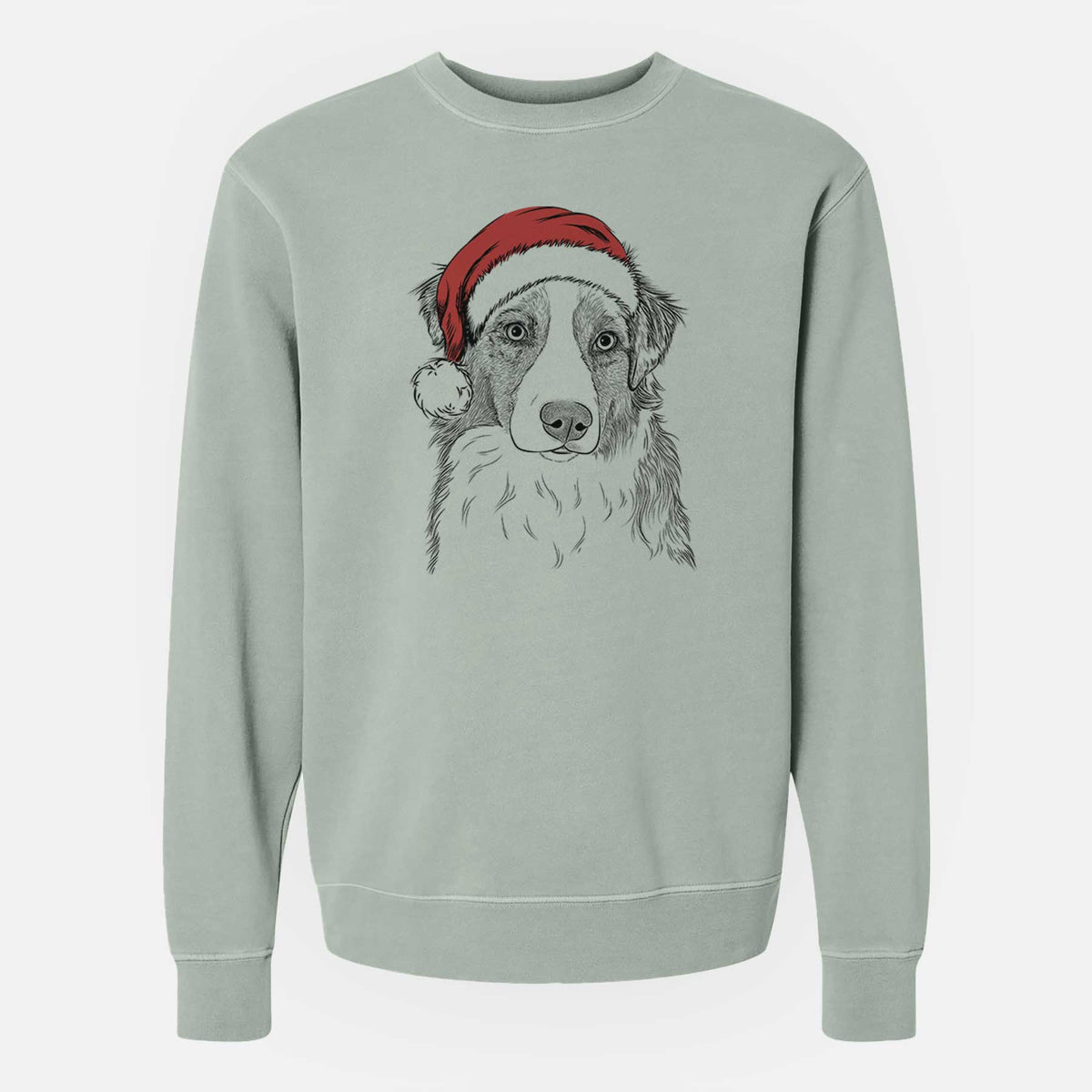 Santa Ginger the Australian Shepherd - Unisex Pigment Dyed Crew Sweatshirt