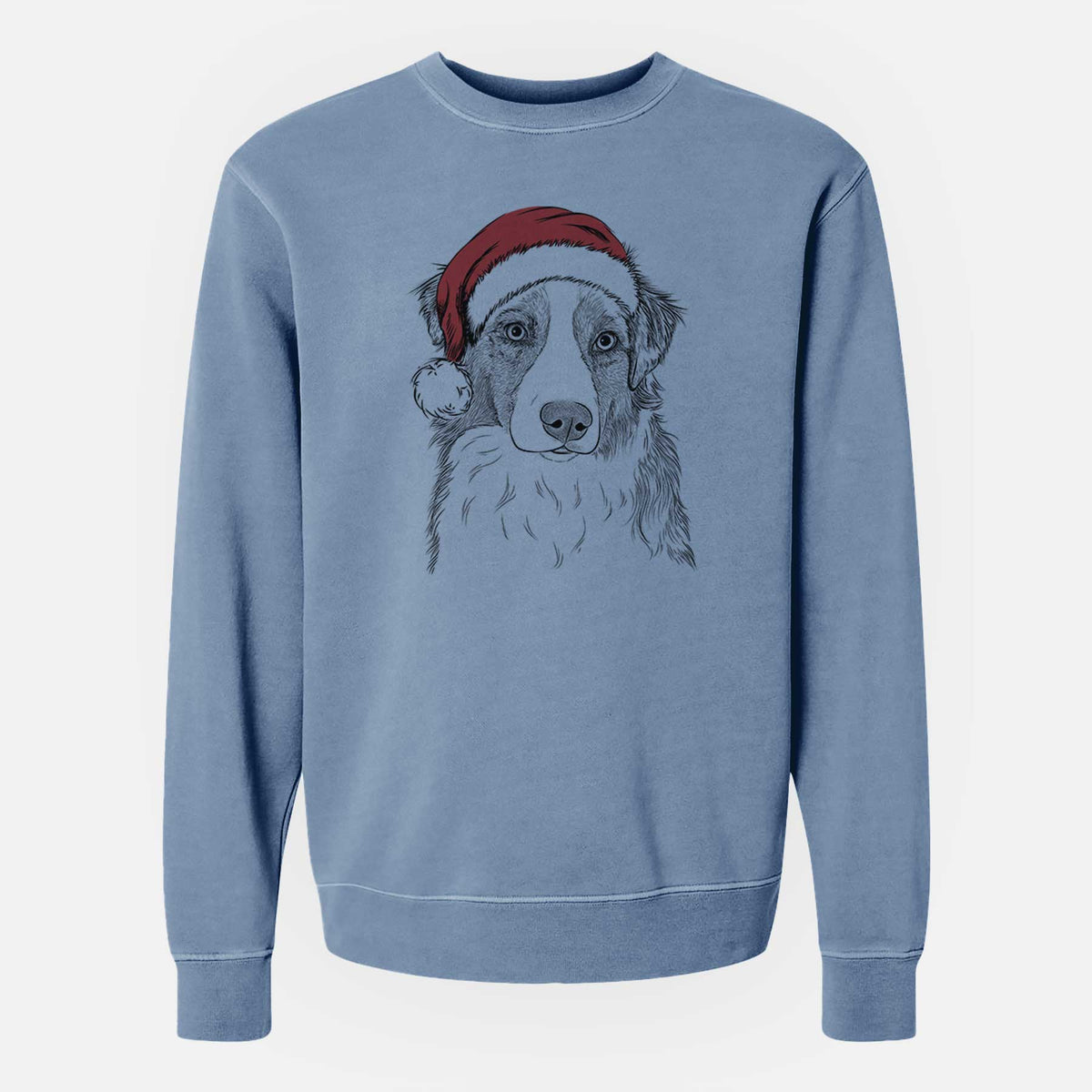Santa Ginger the Australian Shepherd - Unisex Pigment Dyed Crew Sweatshirt