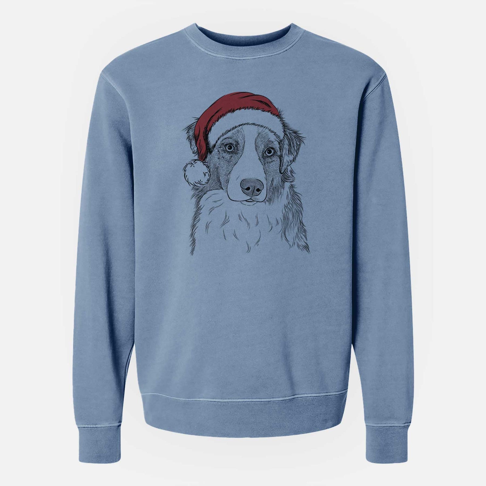Santa Ginger the Australian Shepherd - Unisex Pigment Dyed Crew Sweatshirt