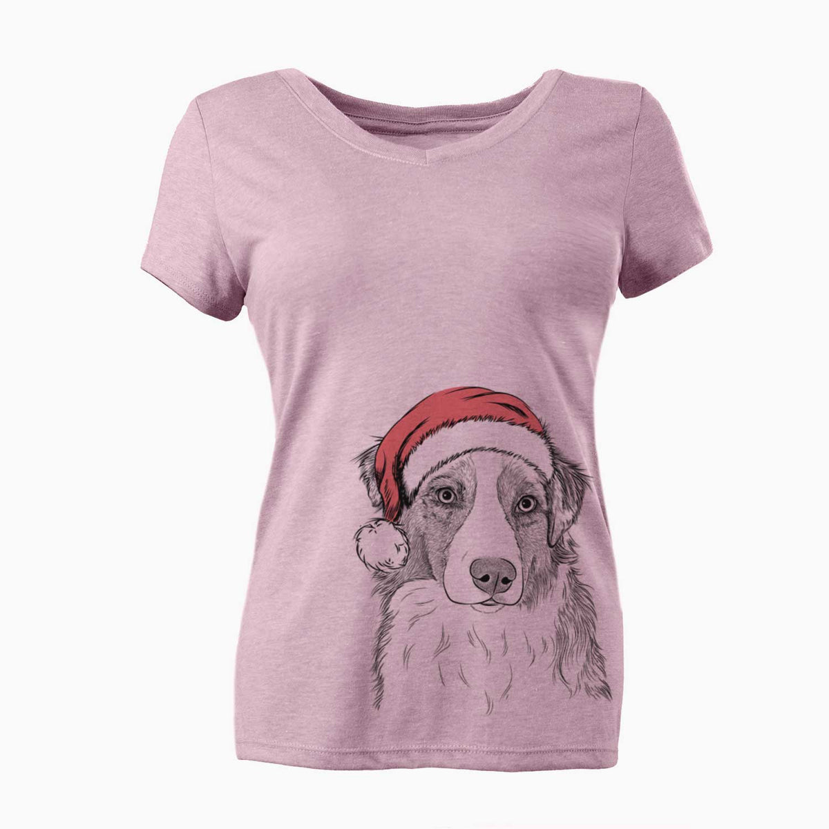 Santa Ginger the Australian Shepherd - Women's V-neck Shirt