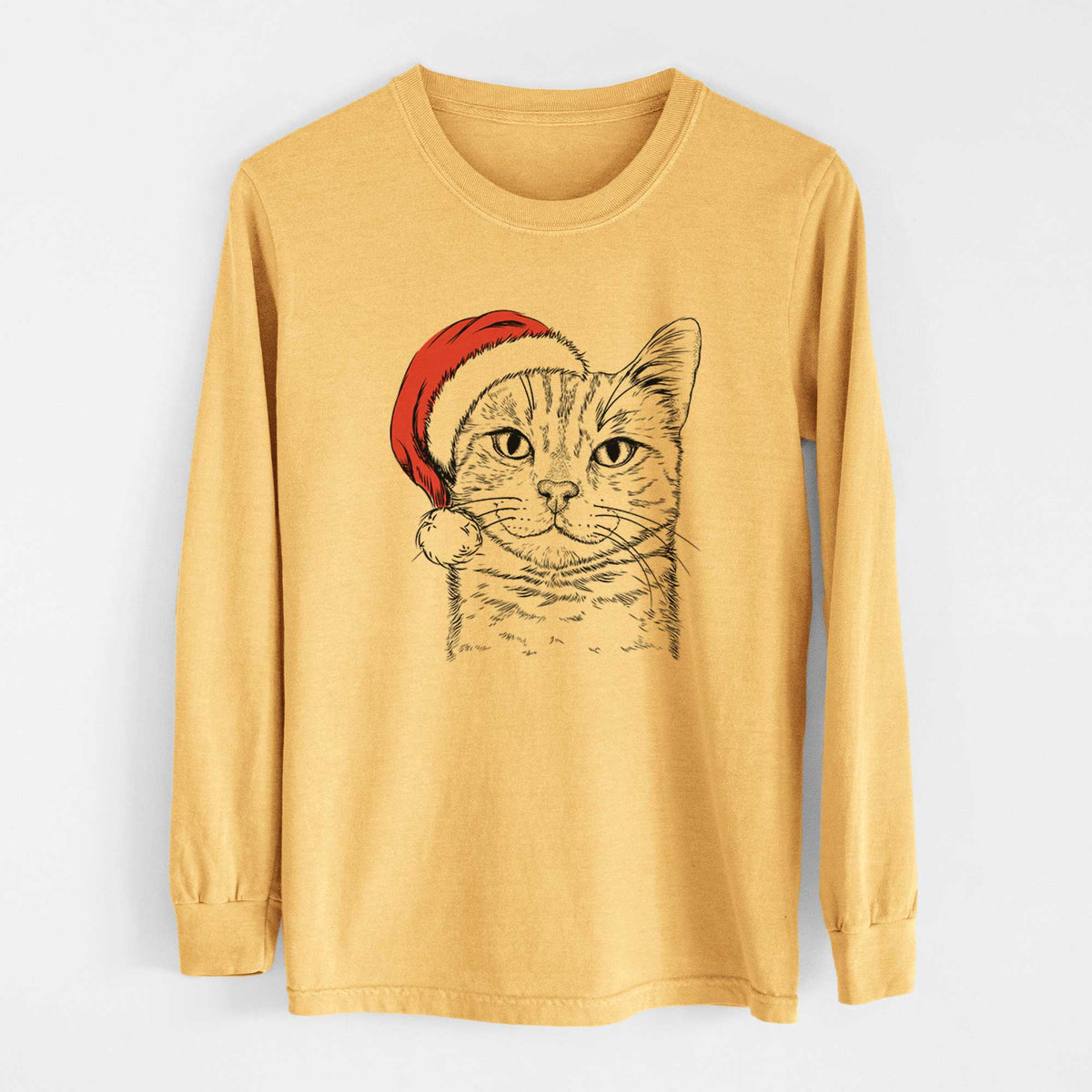 Santa Ginger Tom the Tabby Cat - Heavyweight 100% Cotton Long Sleeve
