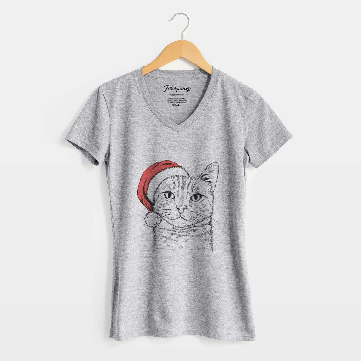 Santa Ginger Tom the Tabby Cat - Women's V-neck Shirt