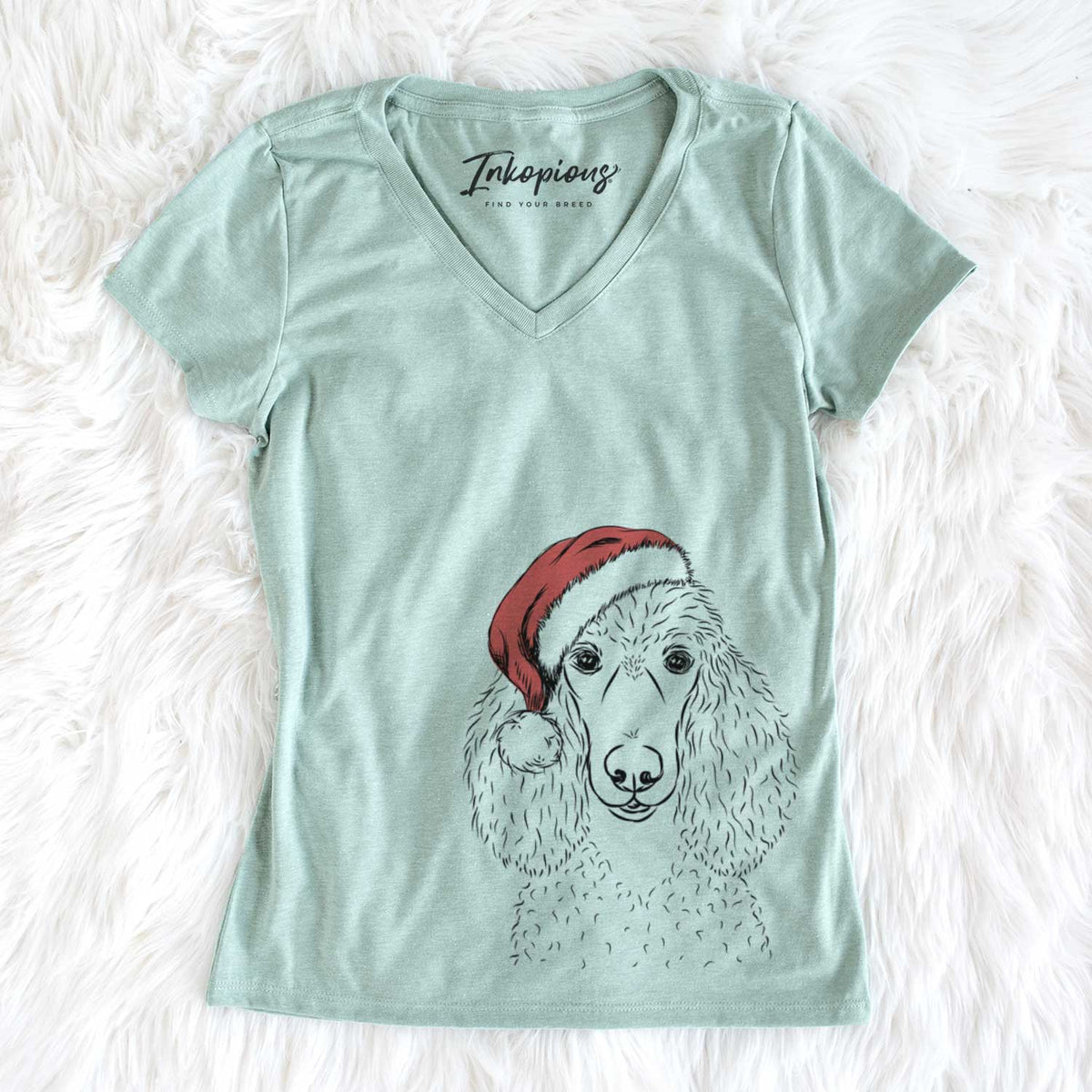 Santa Giovanni the Poodle - Women&#39;s V-neck Shirt