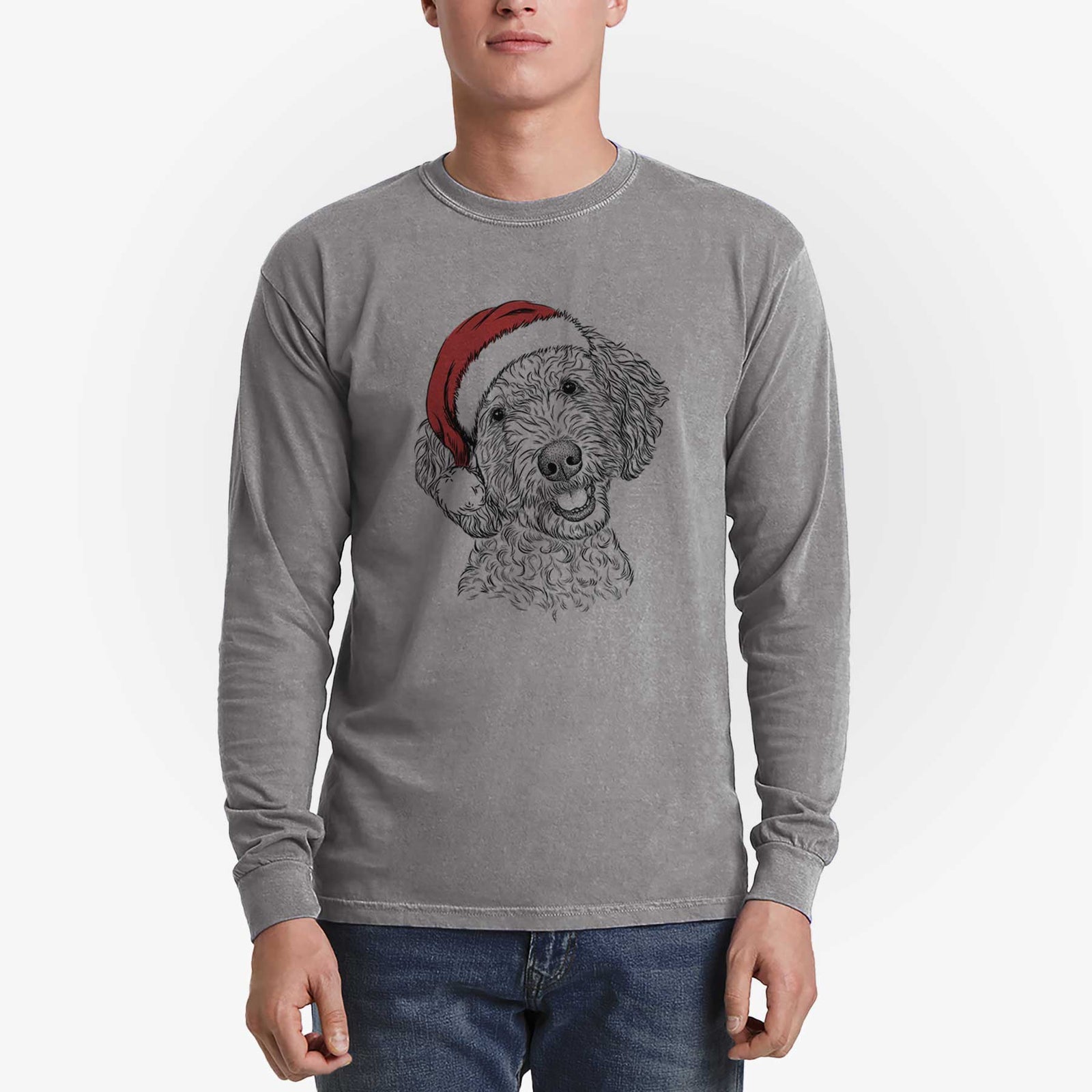 Santa Gizmo the Goldendoodle - Heavyweight 100% Cotton Long Sleeve