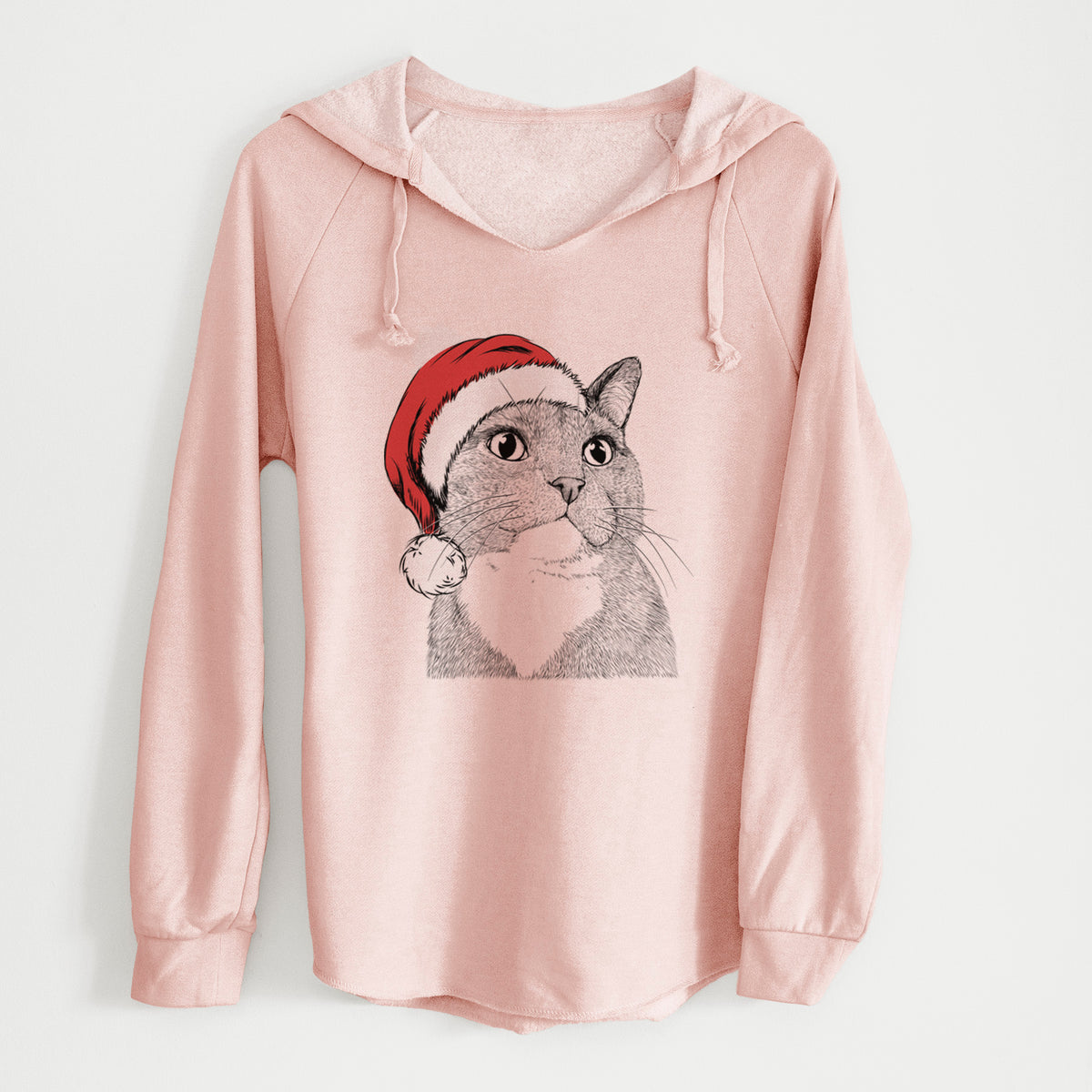 Santa Gizmo the Grey Cat - Cali Wave Hooded Sweatshirt