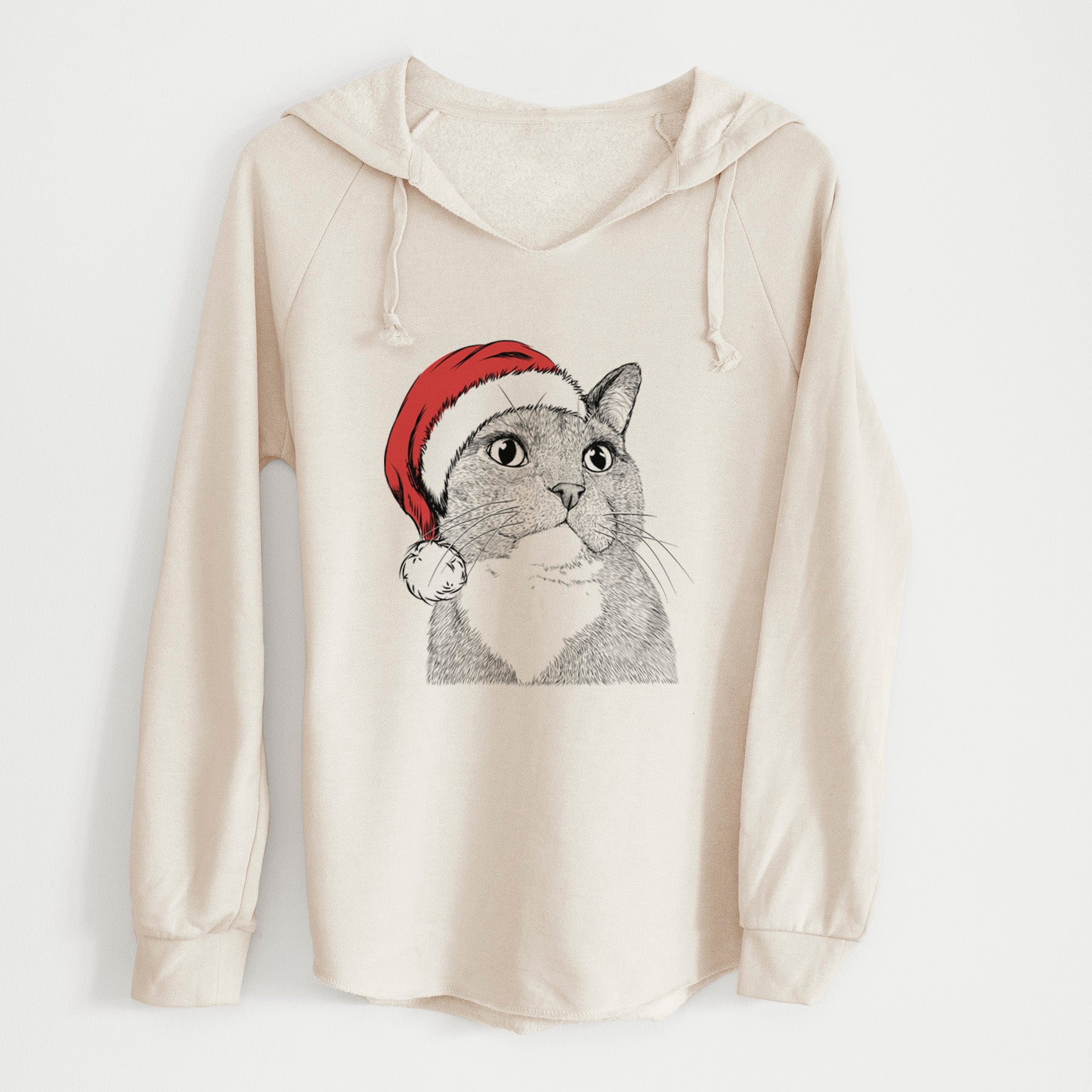 Santa Gizmo the Grey Cat - Cali Wave Hooded Sweatshirt