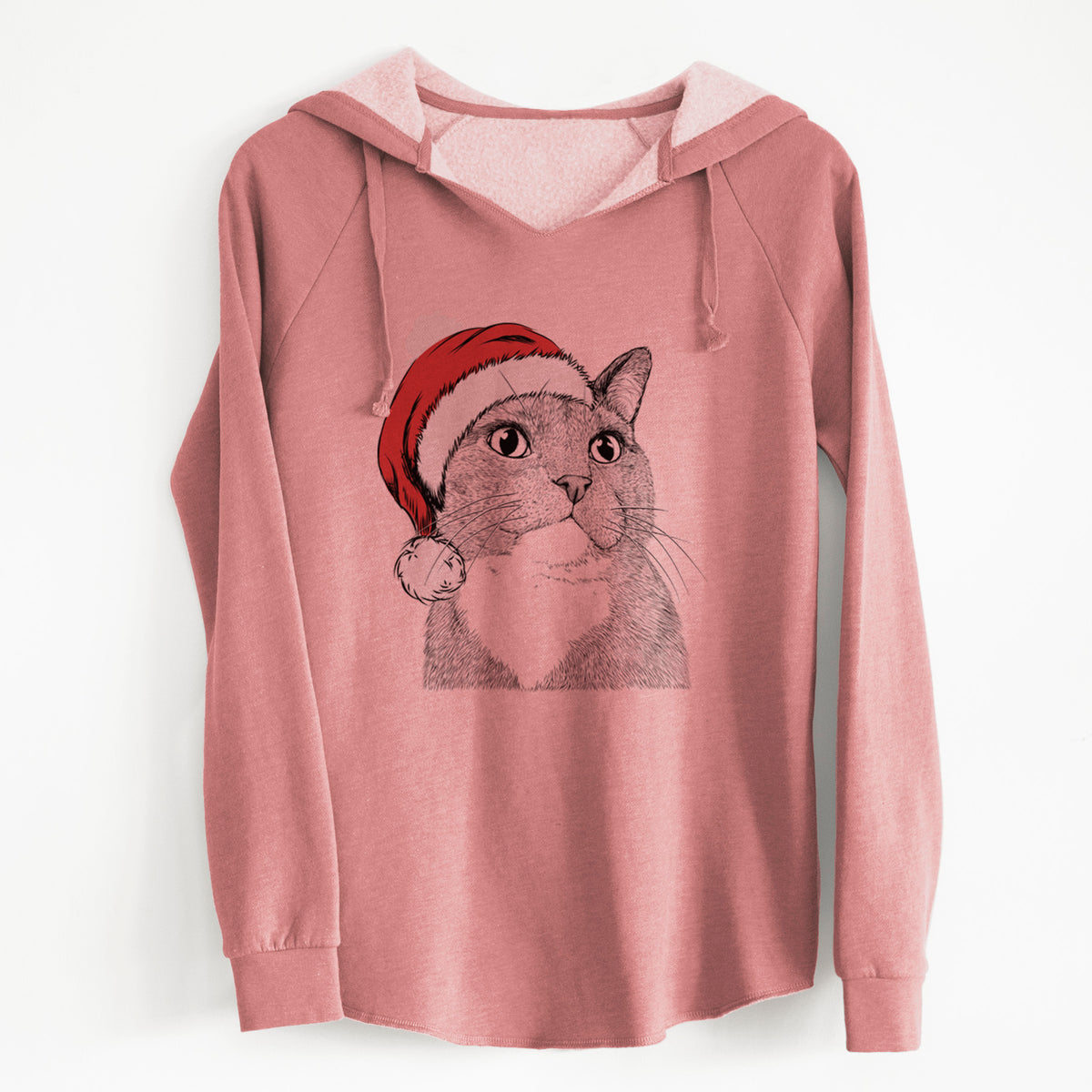 Santa Gizmo the Grey Cat - Cali Wave Hooded Sweatshirt