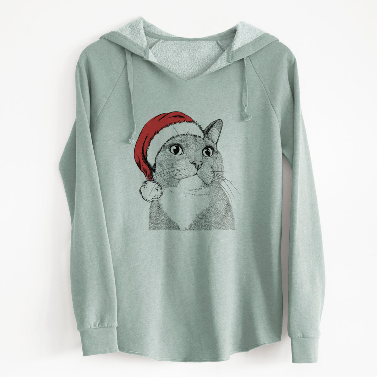 Santa Gizmo the Grey Cat - Cali Wave Hooded Sweatshirt