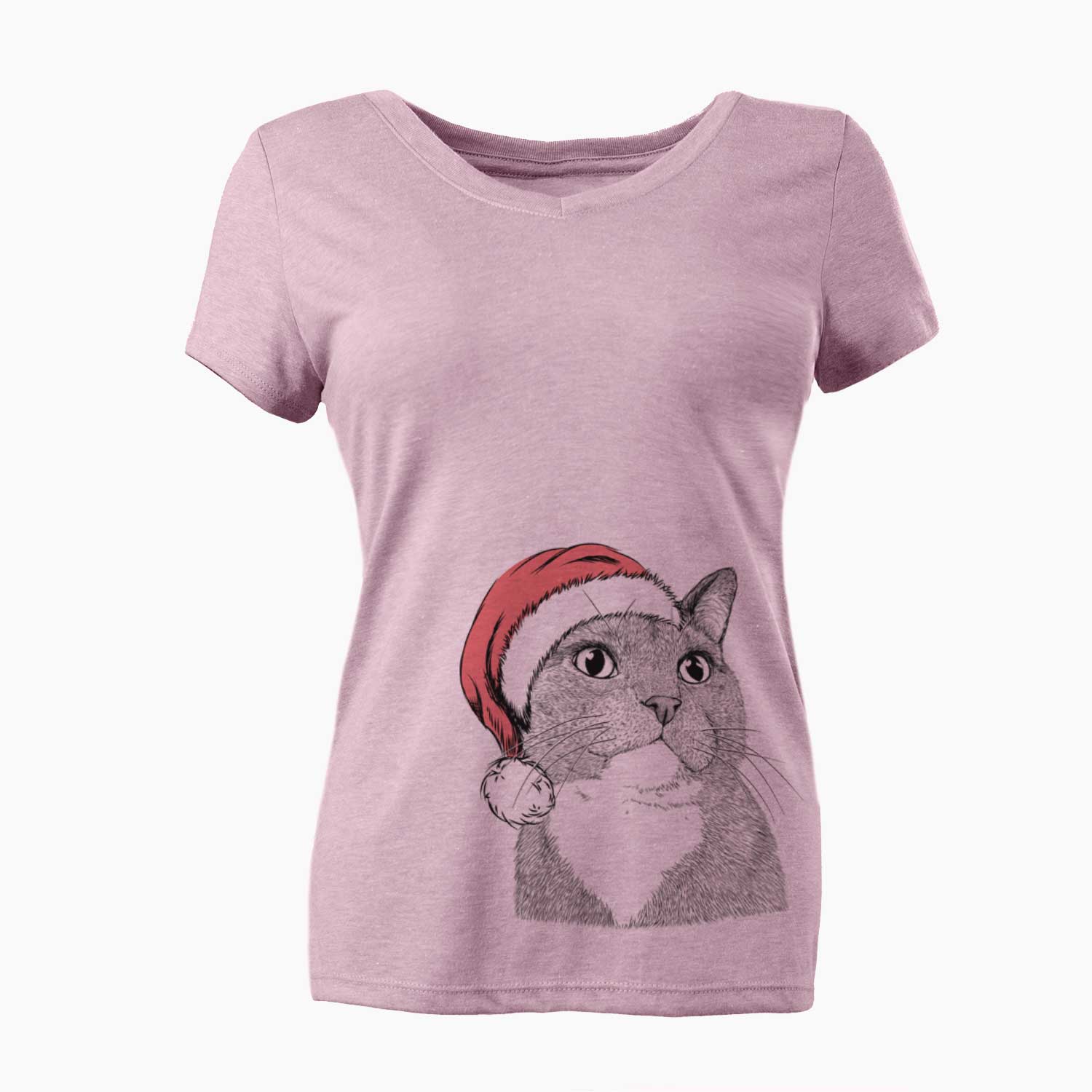 Santa Gizmo the Grey Cat - Women's V-neck Shirt
