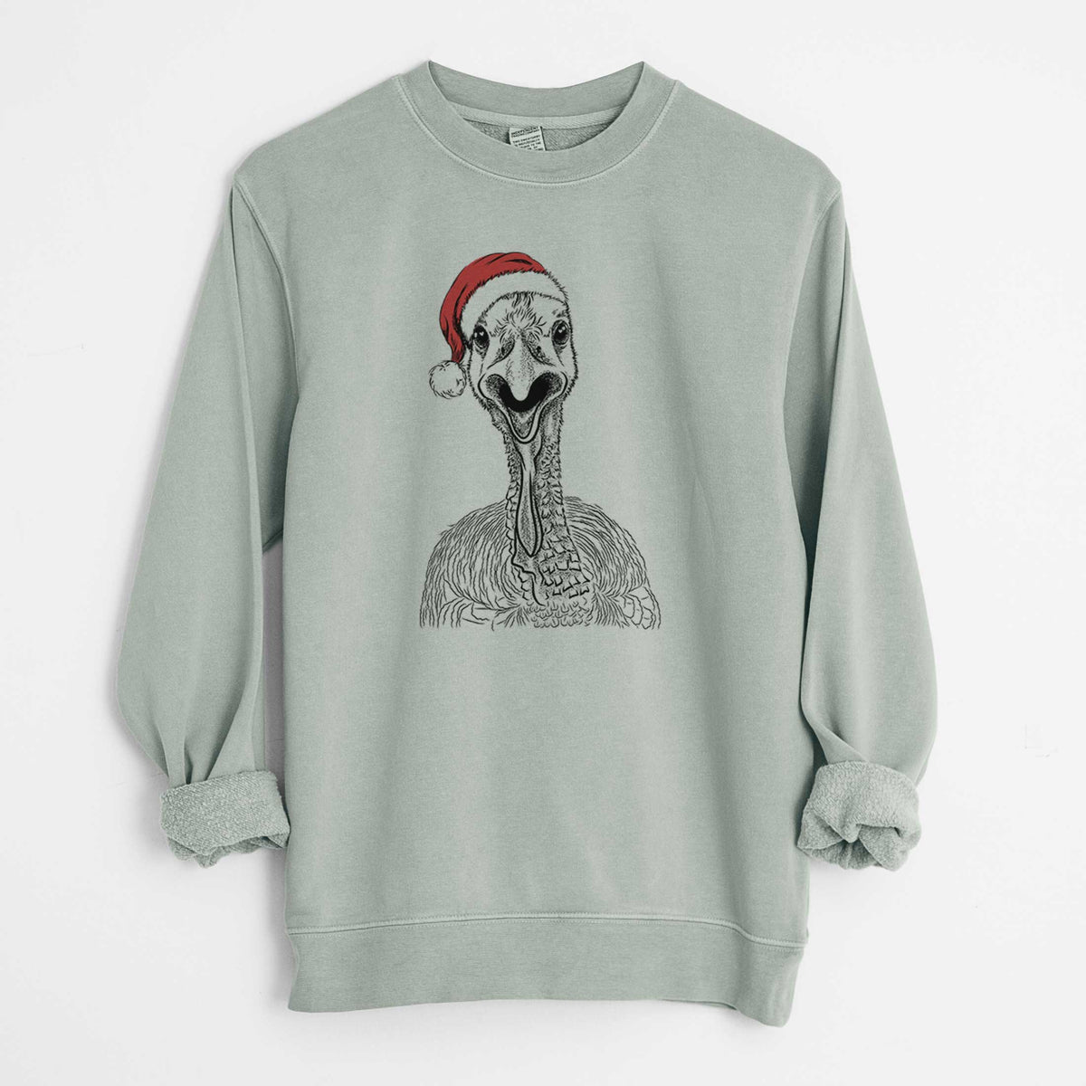 Santa Gobble the Turkey - Unisex Pigment Dyed Crew Sweatshirt