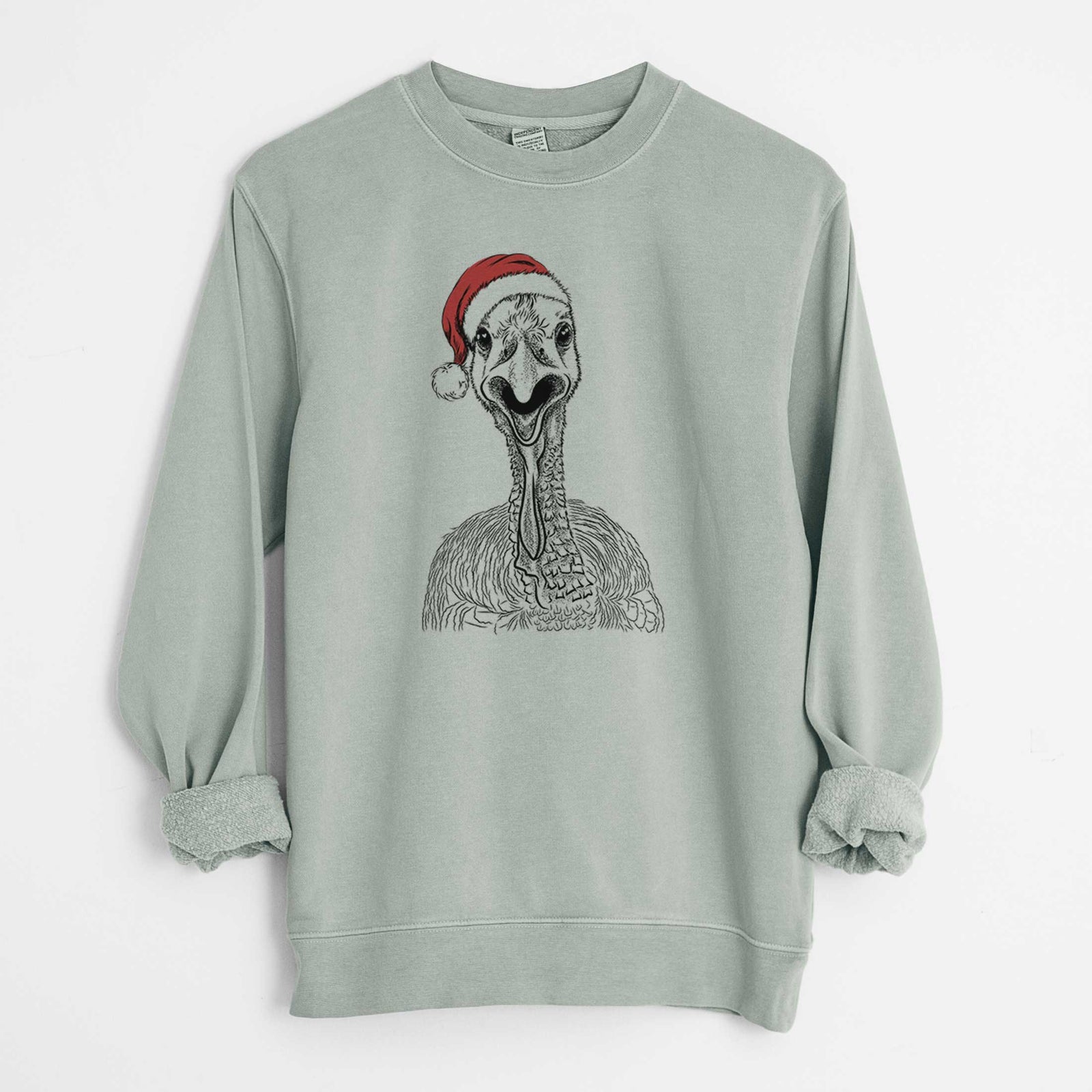 Santa Gobble the Turkey - Unisex Pigment Dyed Crew Sweatshirt