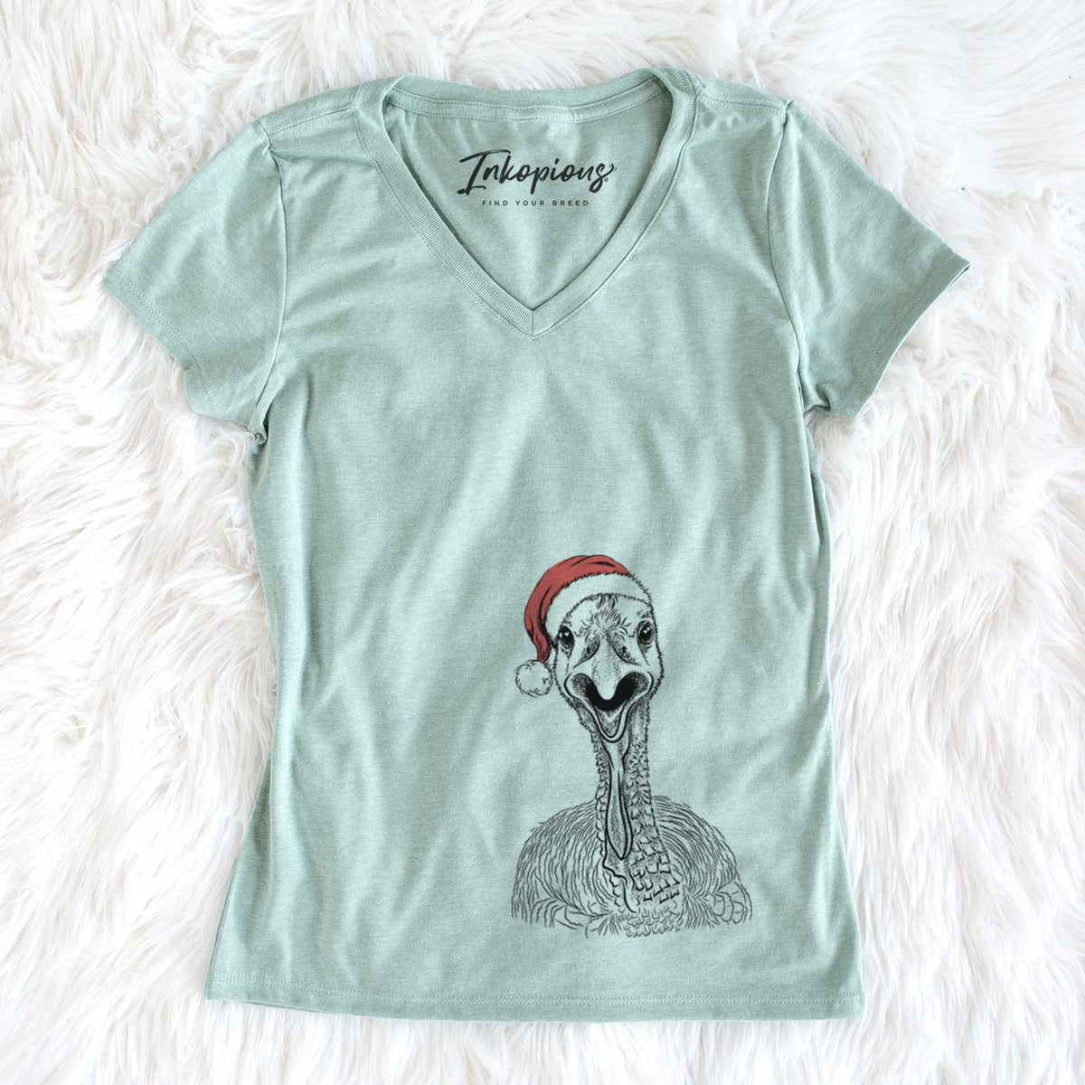 Santa Gobble the Turkey - Women's V-neck Shirt