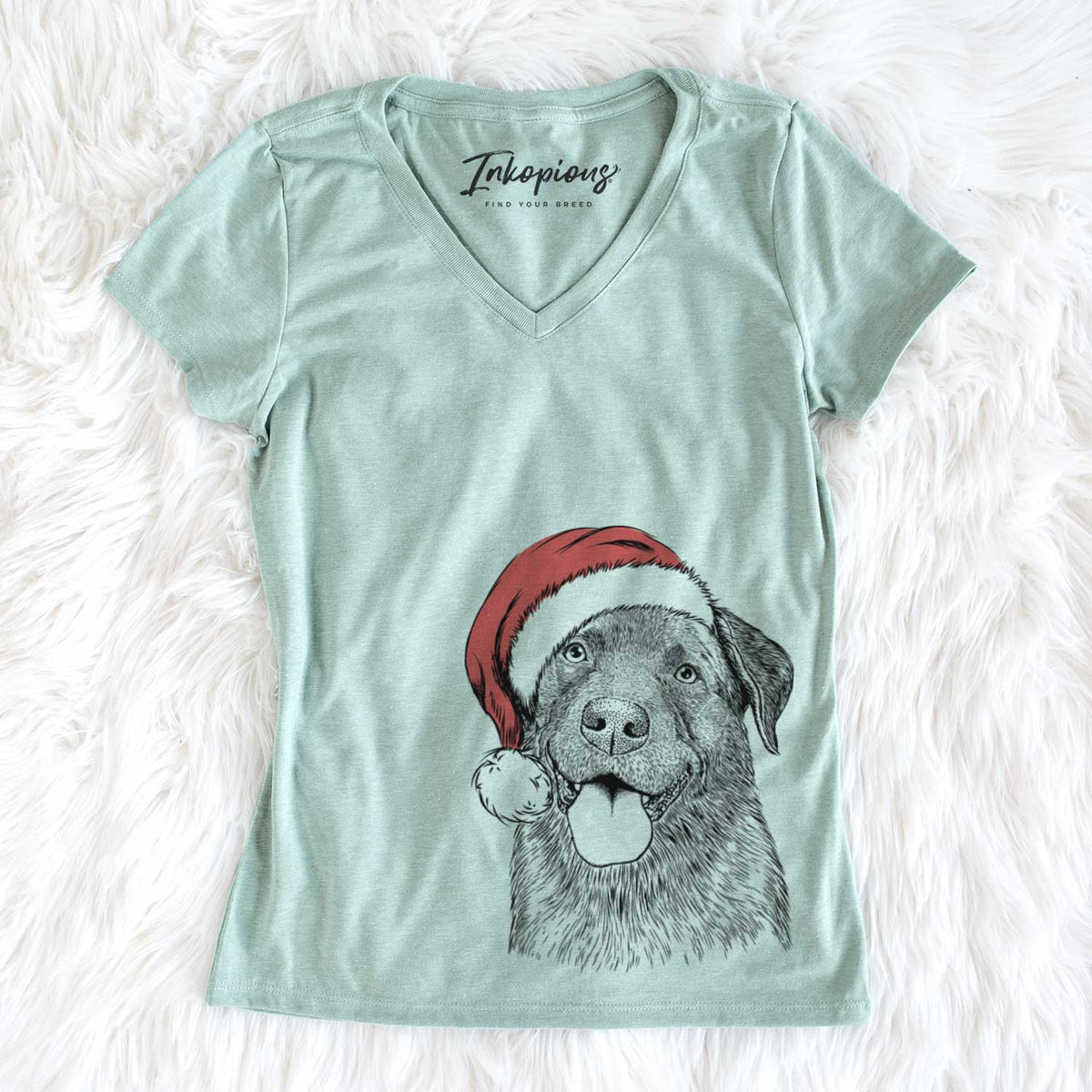 Santa Gonzo the Chocolate Lab - Women&#39;s V-neck Shirt