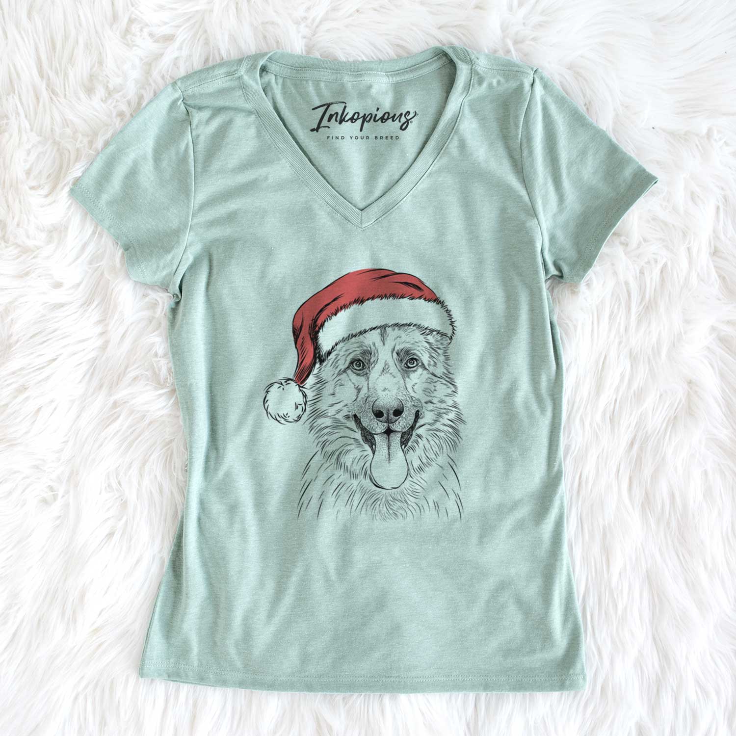 Santa Grace the German Shepherd - Women's V-neck Shirt