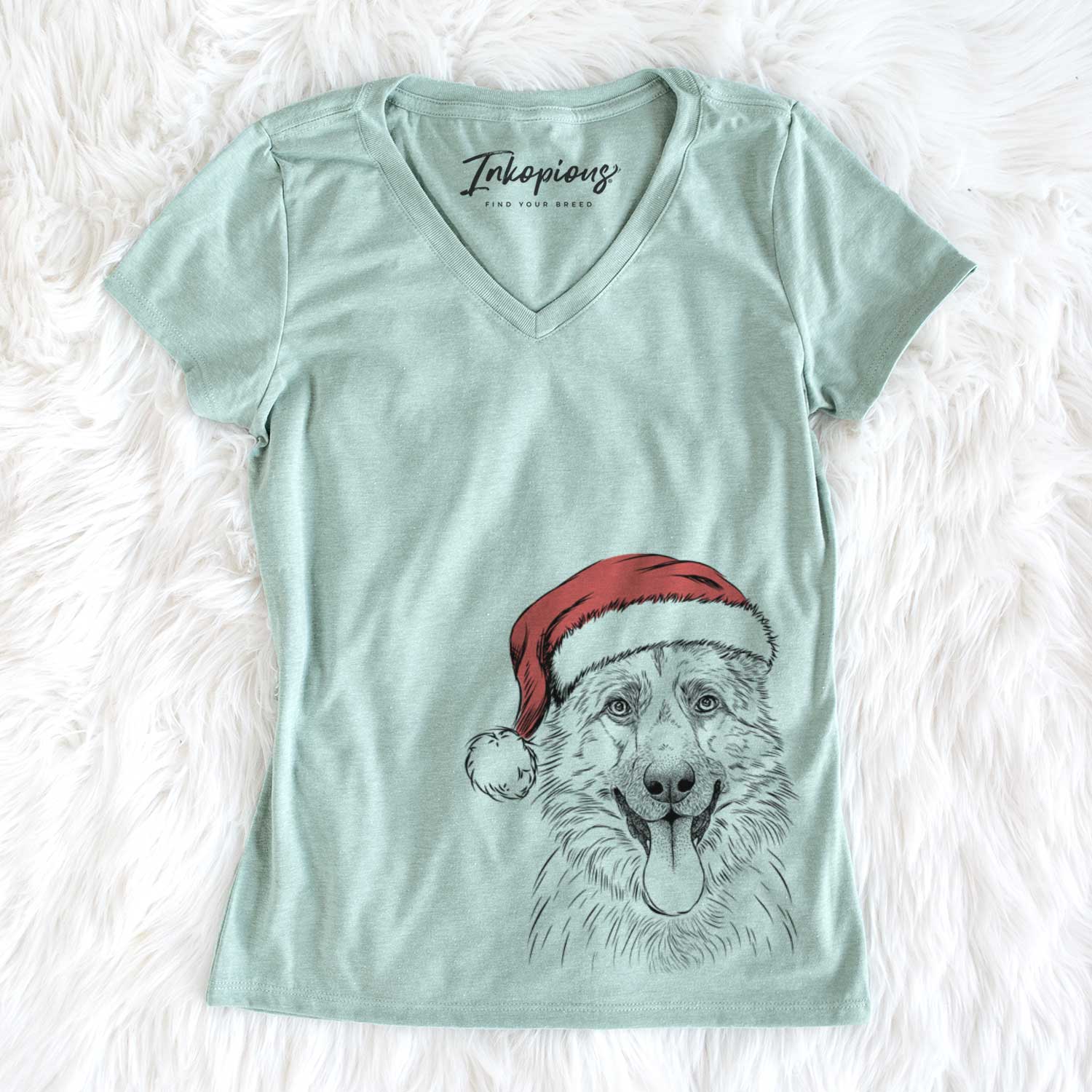 Santa Grace the German Shepherd - Women's V-neck Shirt