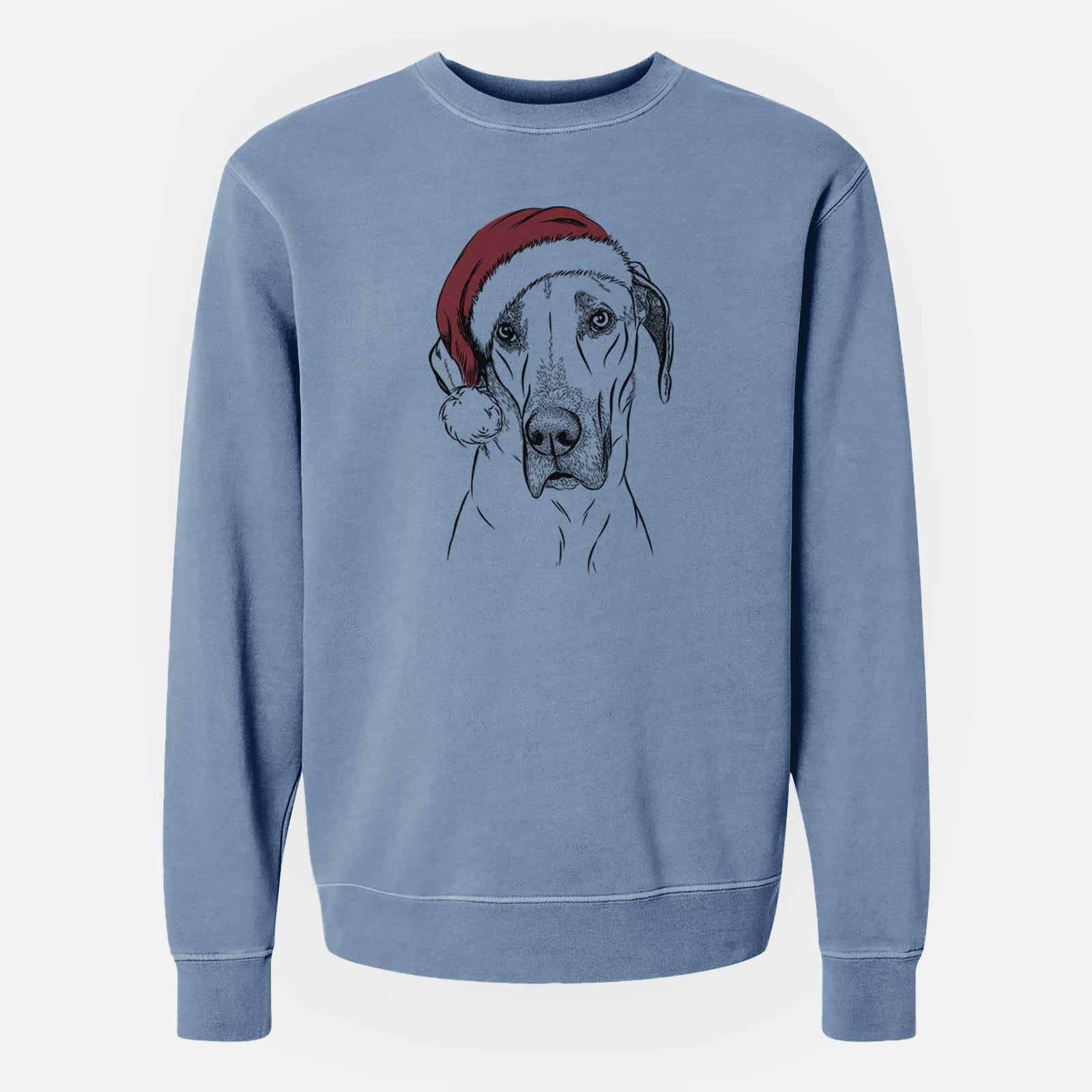 Santa Gracie the Great Dane - Unisex Pigment Dyed Crew Sweatshirt