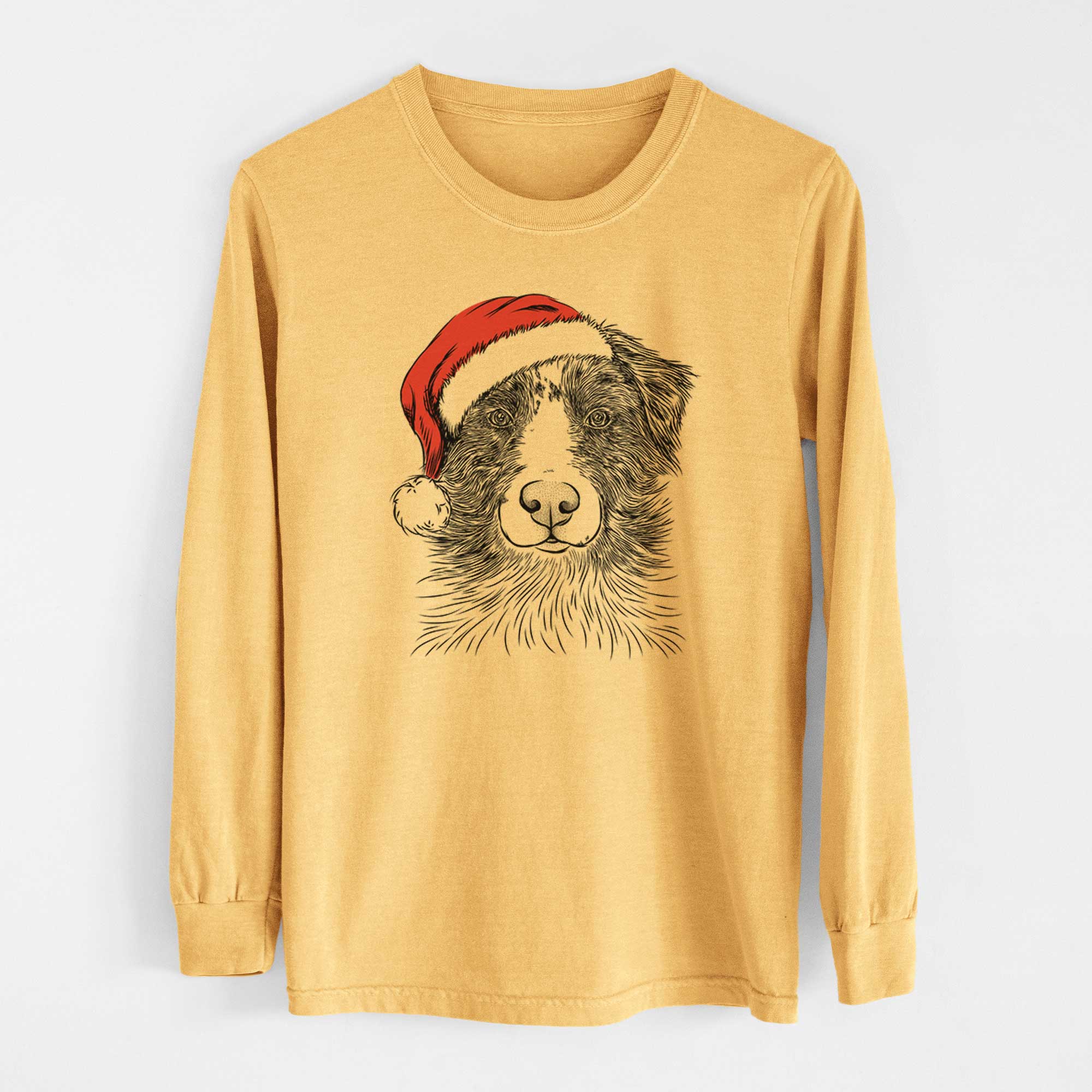 Santa Gram the Australian Shepherd - Heavyweight 100% Cotton Long Sleeve