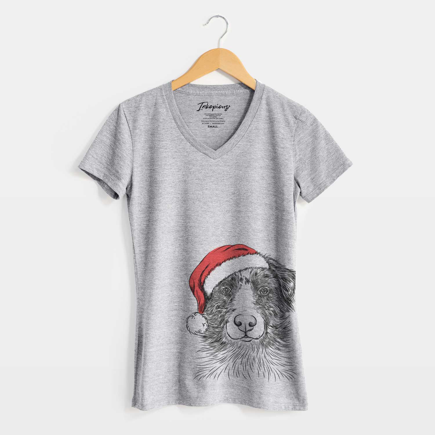 Santa Gram the Australian Shepherd - Women's V-neck Shirt