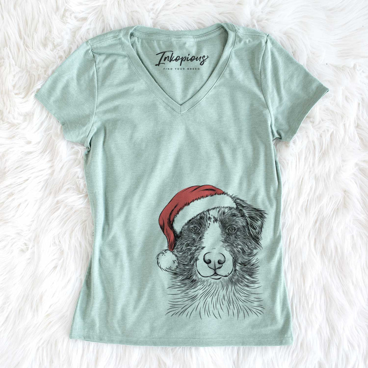 Santa Gram the Australian Shepherd - Women&#39;s V-neck Shirt