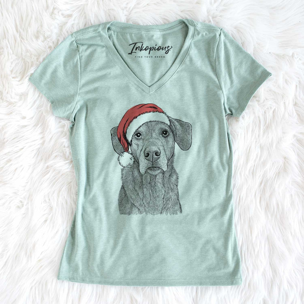 Santa Gravy the Plott Hound Beagle Mix - Women's V-neck Shirt