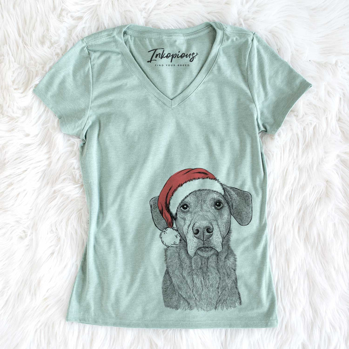 Santa Gravy the Plott Hound Beagle Mix - Women's V-neck Shirt
